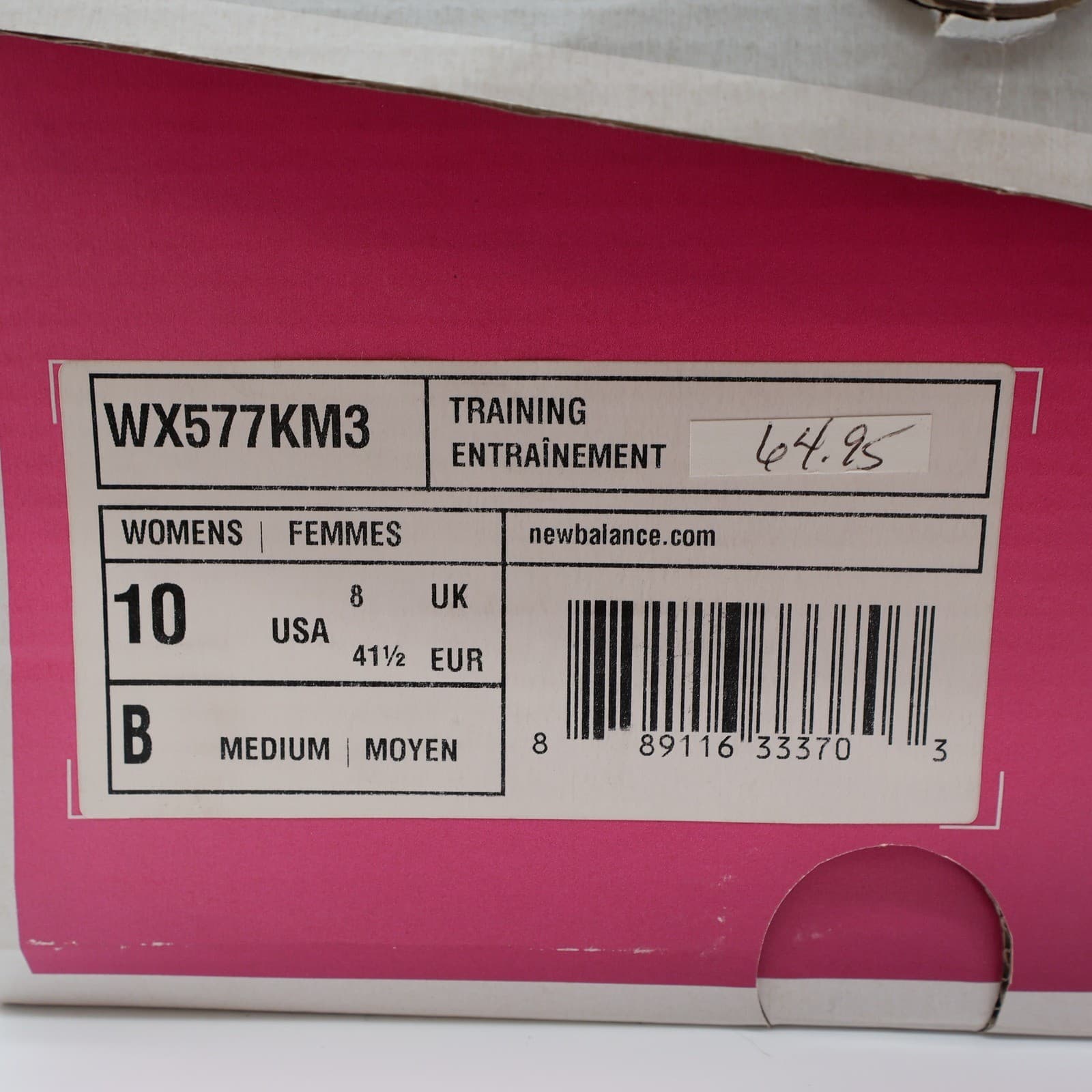 New Balance 577v3 Training Shoes Womens 10 Grey Pink Synthetic Mesh WX577KM3 - Thumbnail 7