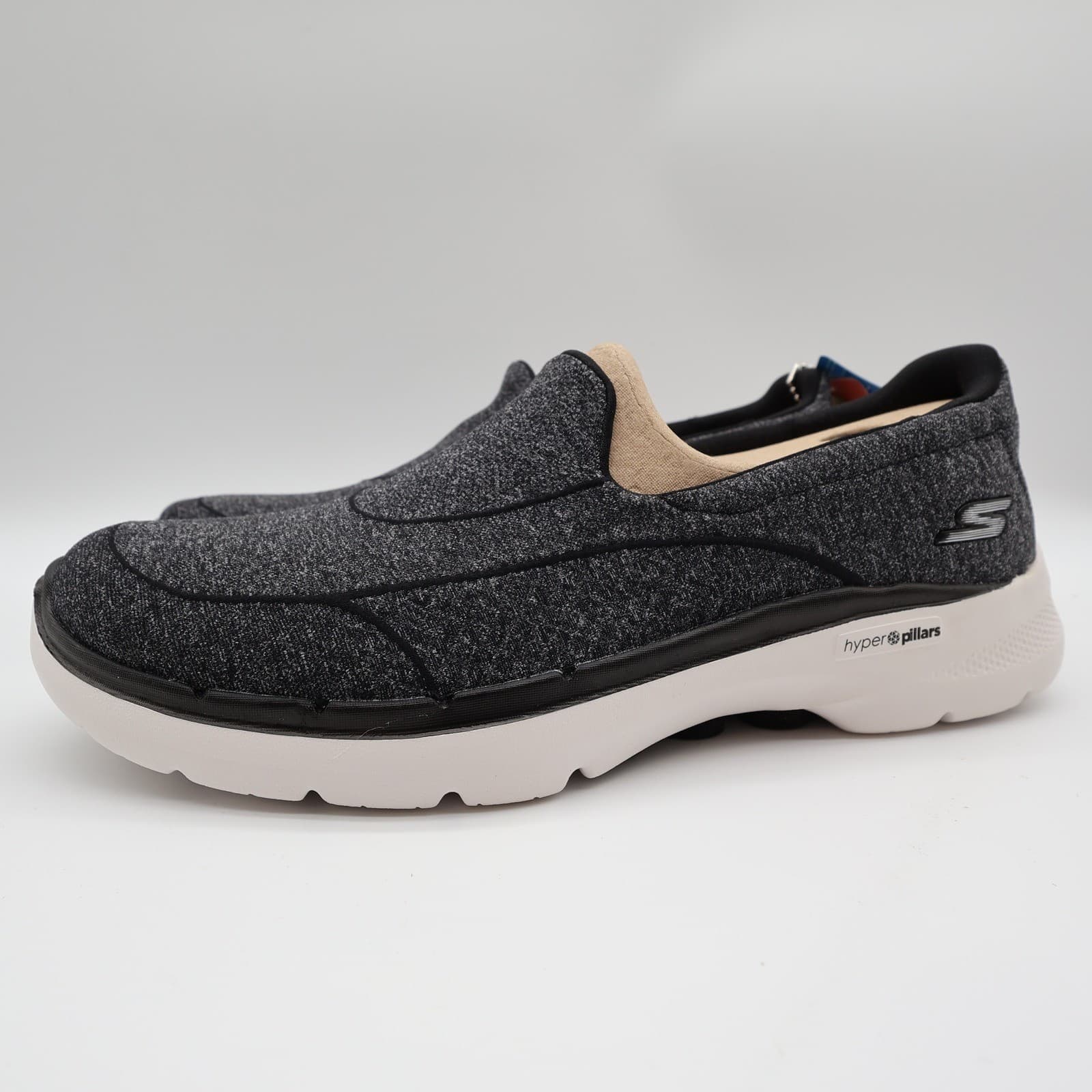 Skechers Go Walk 6 Carice Women 9.5 Black White Textile Slip On Walking Shoes - Thumbnail 2