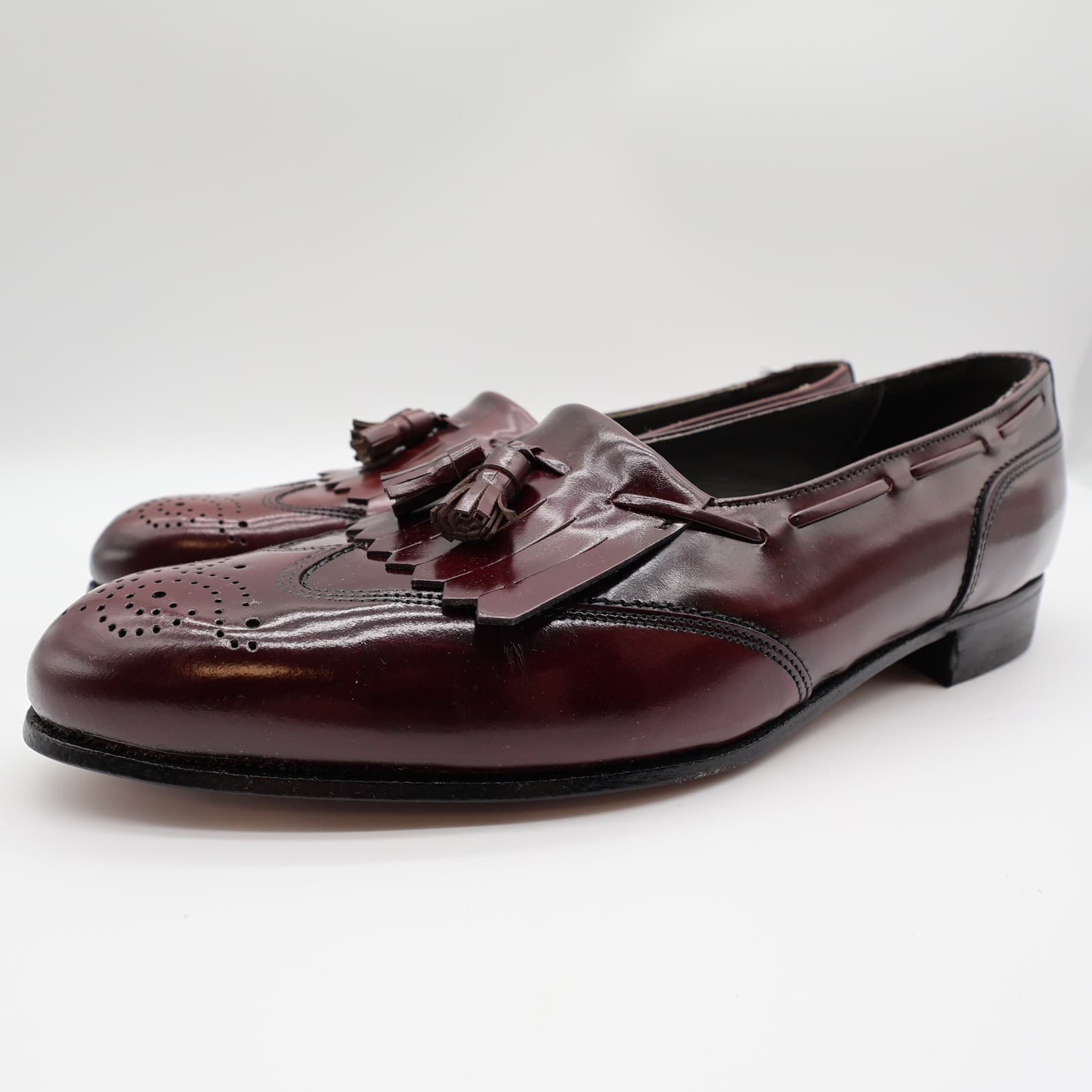 Dexter Royale Tassel Loafers Mens 11 Burgundy Leather Wingtip Vintage 80s 90s - Thumbnail 2