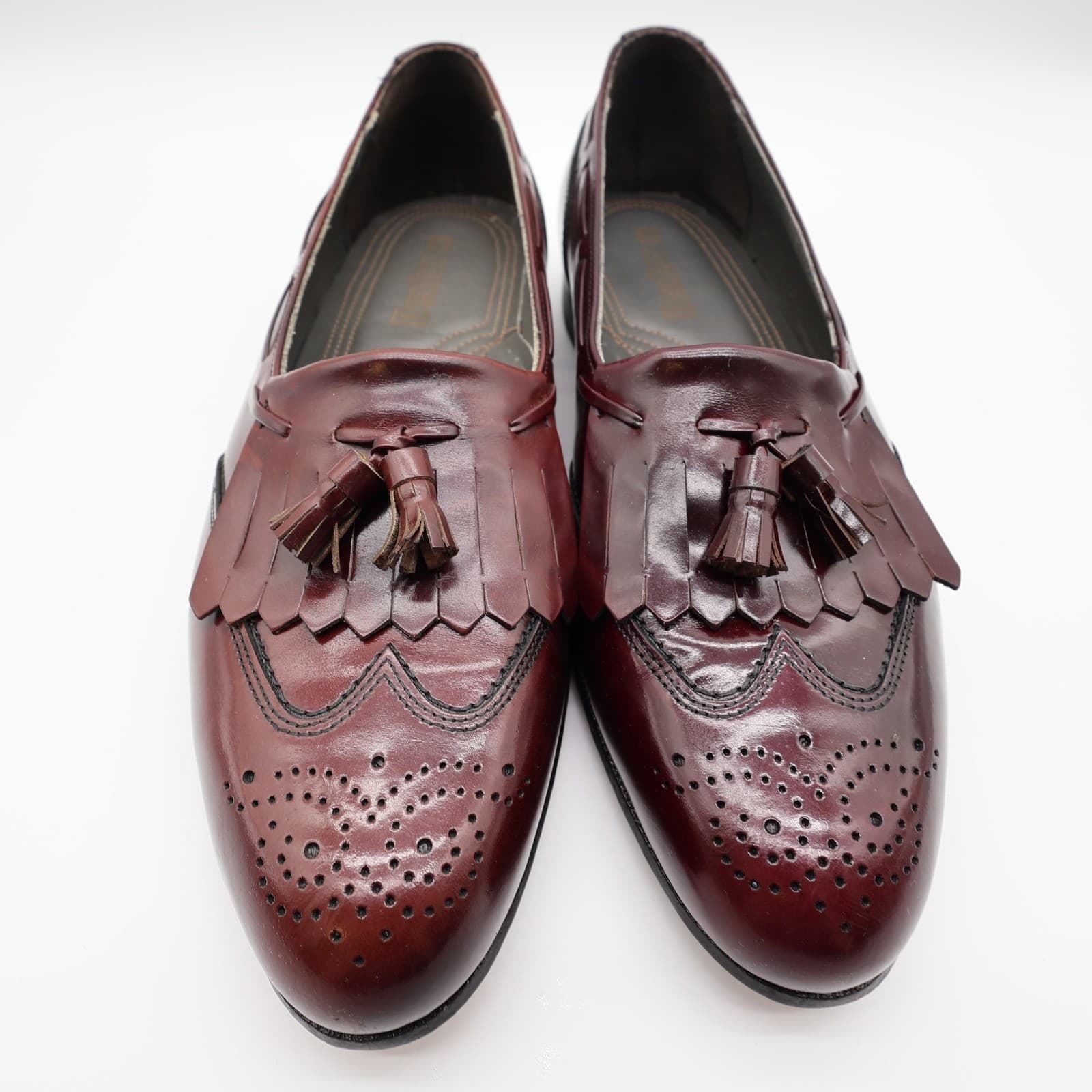 Dexter Royale Tassel Loafers Mens 11 Burgundy Leather Wingtip Vintage 80s 90s - Thumbnail 3