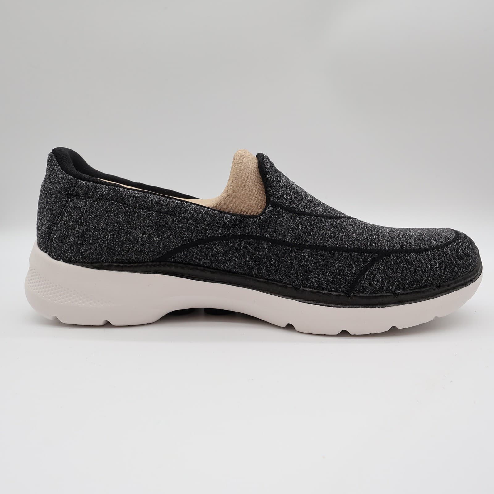 Skechers Go Walk 6 Carice Women 9.5 Black White Textile Slip On Walking Shoes - Thumbnail 8