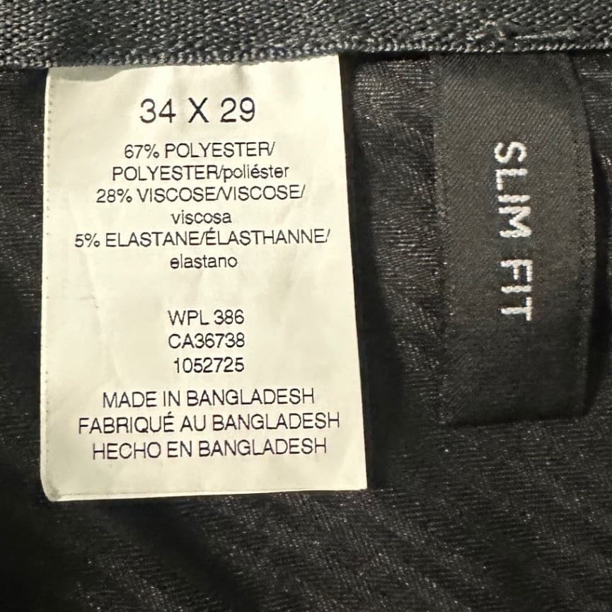 Haggar Slim Fit Mens Black Dress Pants Size 34x29 Polyester Blend Flat Front - Thumbnail 5