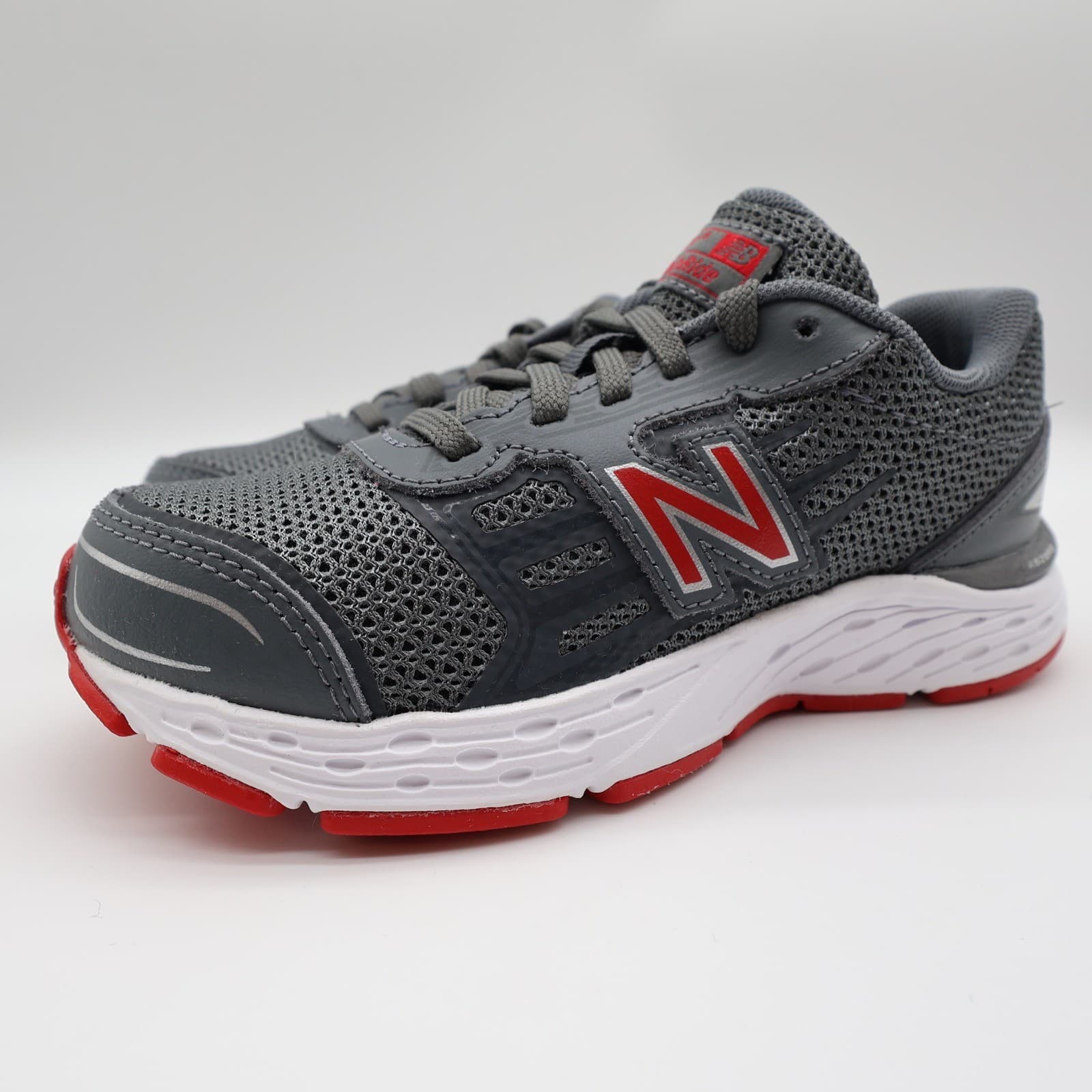 New Balance 680v2 Running Shoes Boys 12.5 Grey Mesh TechRide YP680LR Sneaker - Thumbnail 2