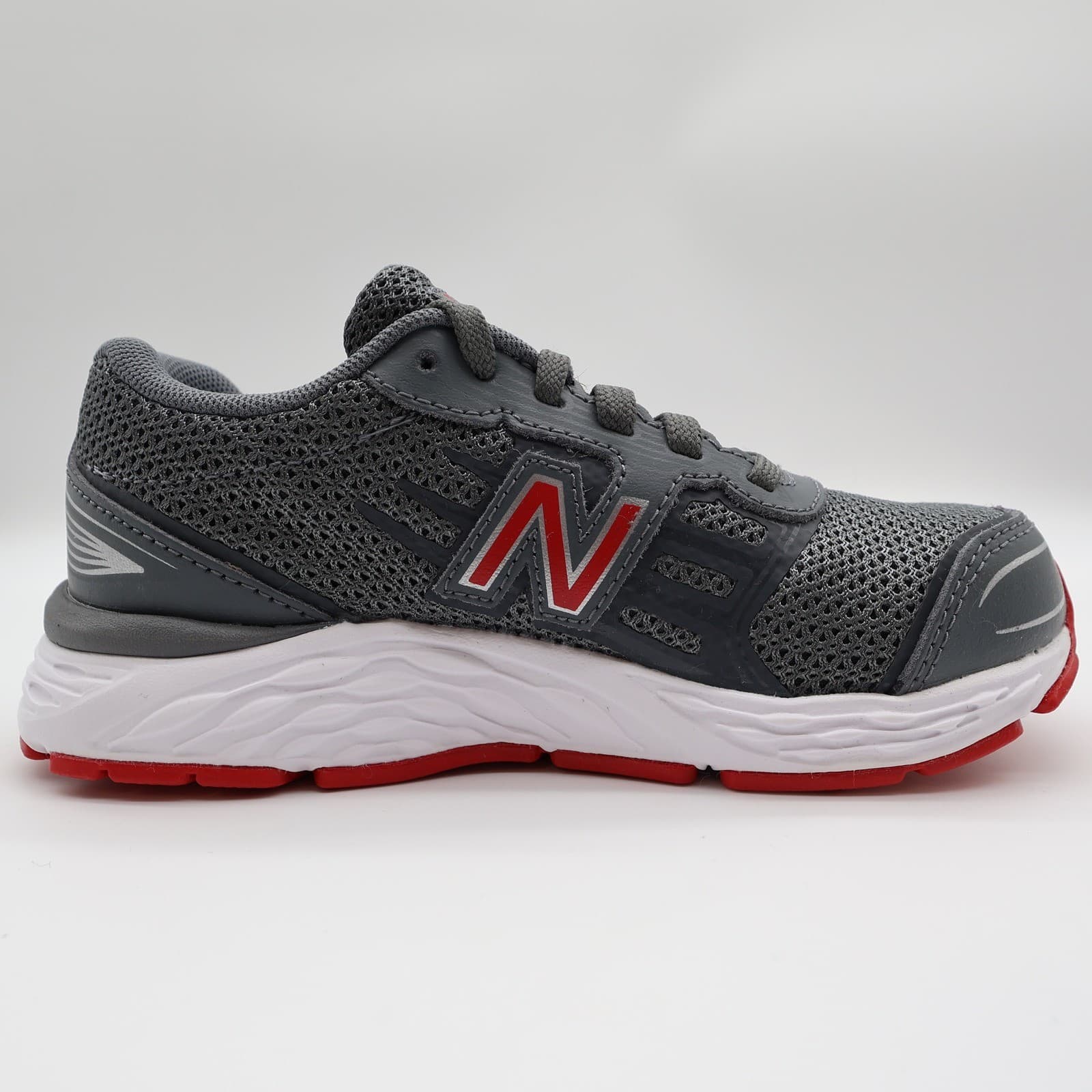 New Balance 680v2 Running Shoes Boys 12.5 Grey Mesh TechRide YP680LR Sneaker - Thumbnail 9