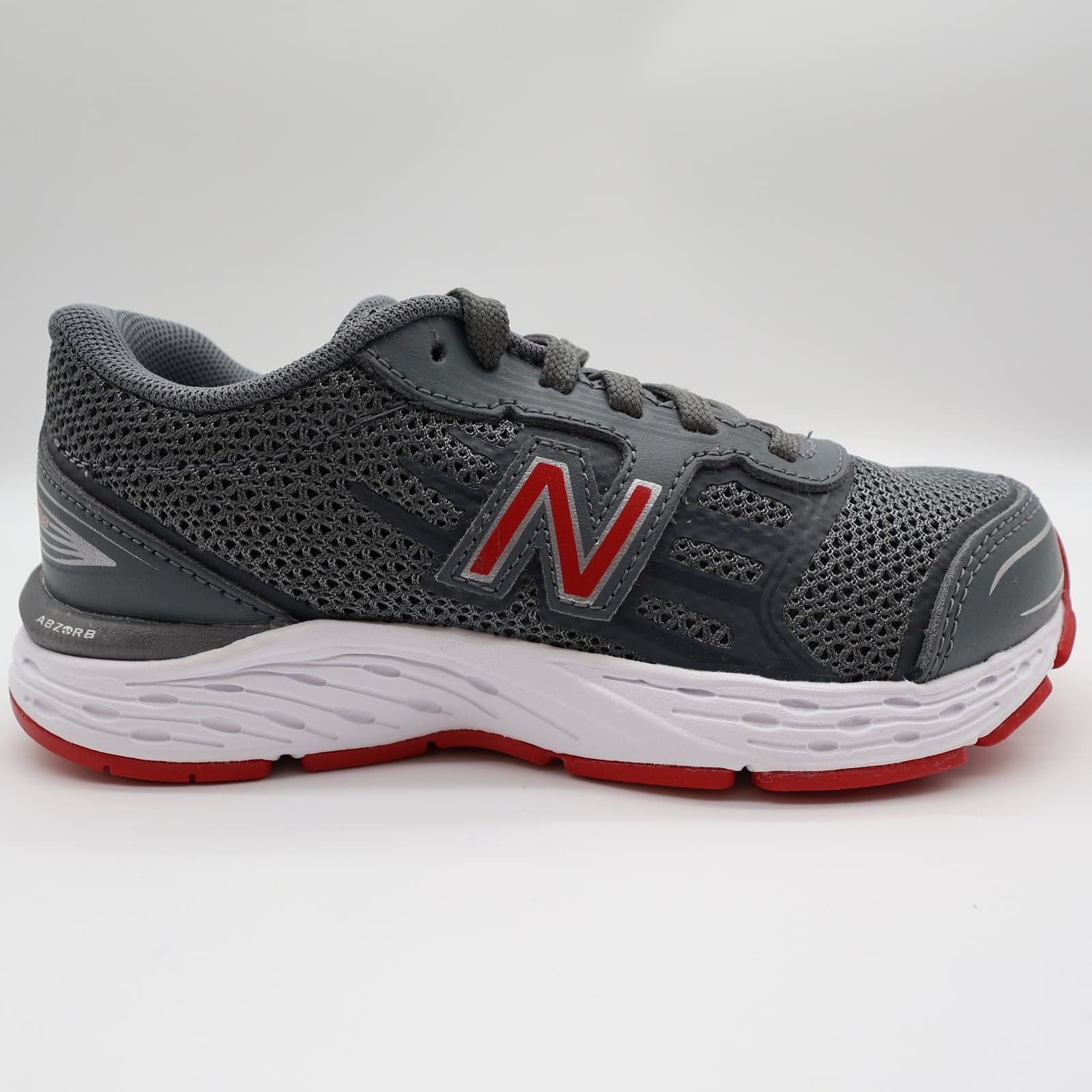 New Balance 680v2 Running Shoes Boys 12.5 Grey Mesh TechRide YP680LR Sneaker - Thumbnail 11