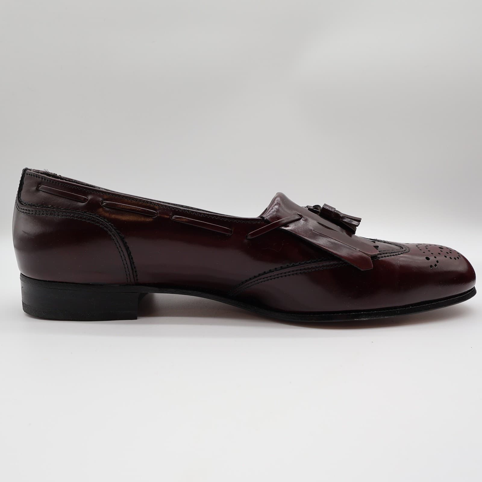 Dexter Royale Tassel Loafers Mens 11 Burgundy Leather Wingtip Vintage 80s 90s - Thumbnail 8