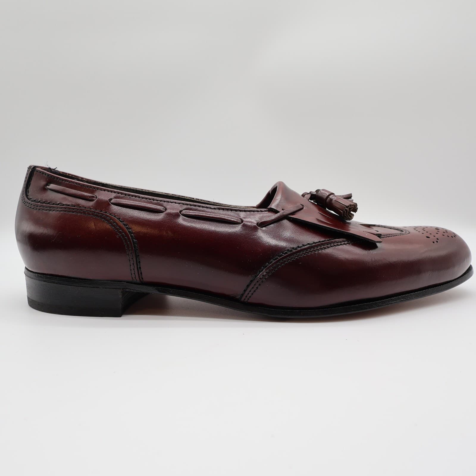 Dexter Royale Tassel Loafers Mens 11 Burgundy Leather Wingtip Vintage 80s 90s - Thumbnail 13