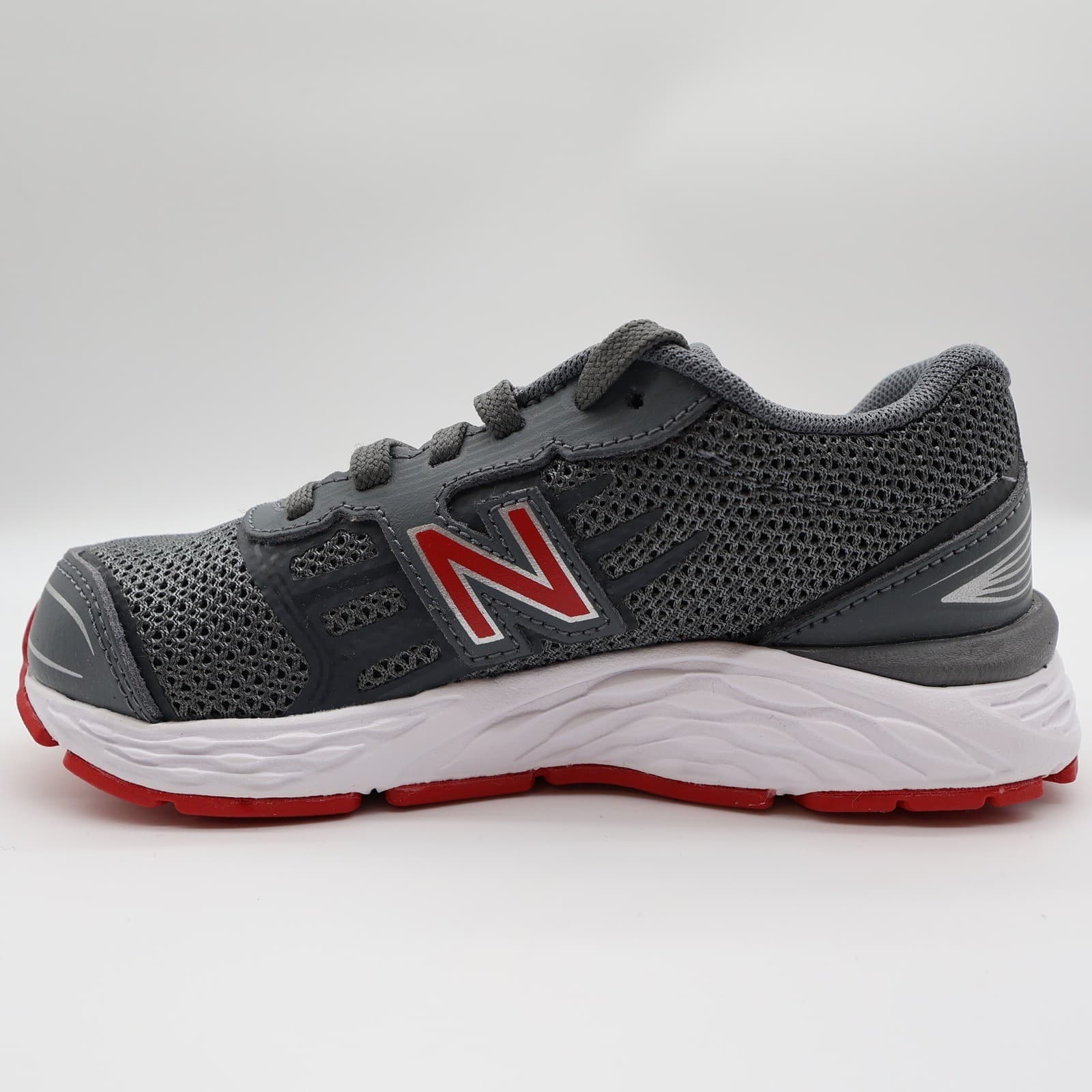 New Balance 680v2 Running Shoes Boys 12.5 Grey Mesh TechRide YP680LR Sneaker - Thumbnail 12