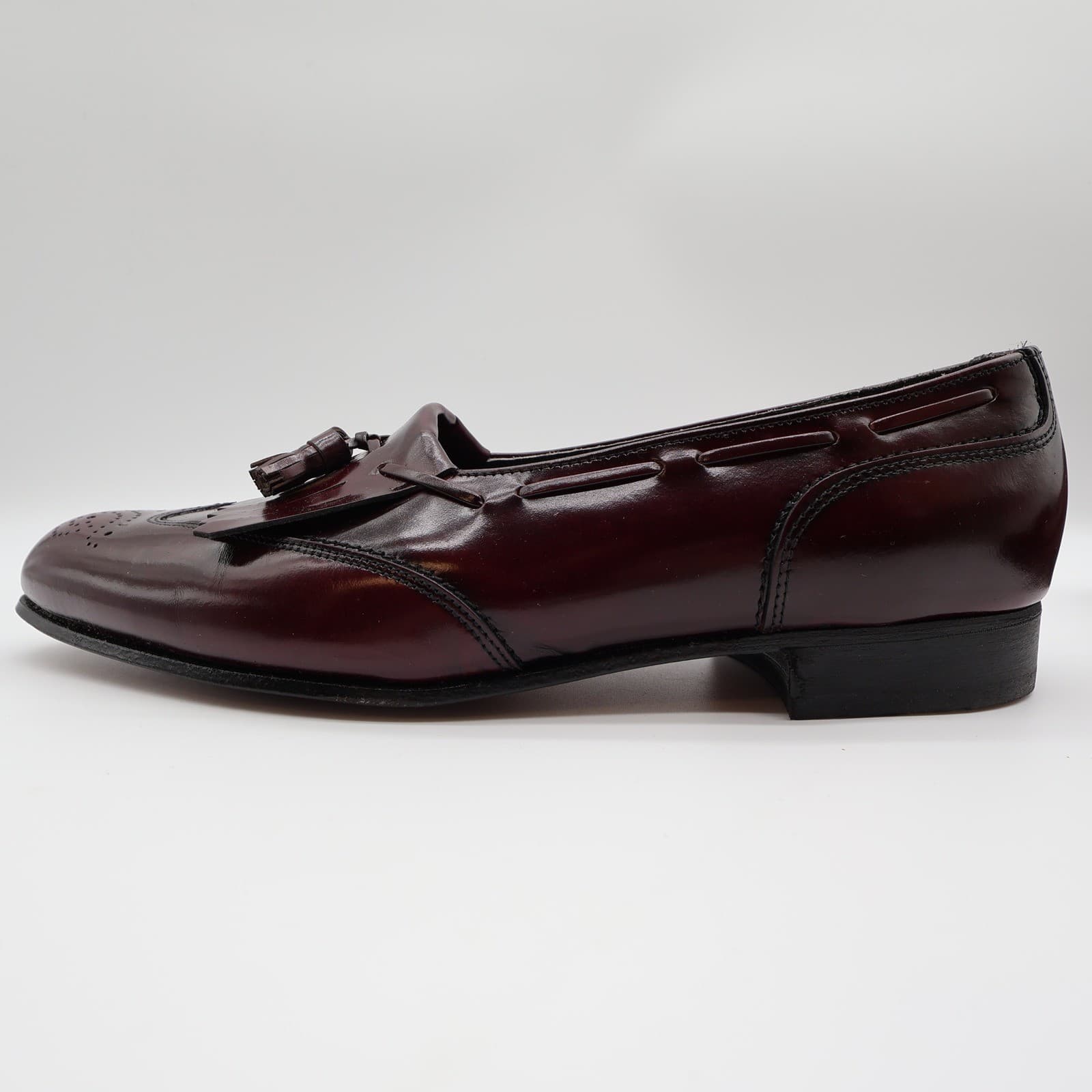 Dexter Royale Tassel Loafers Mens 11 Burgundy Leather Wingtip Vintage 80s 90s - Thumbnail 9