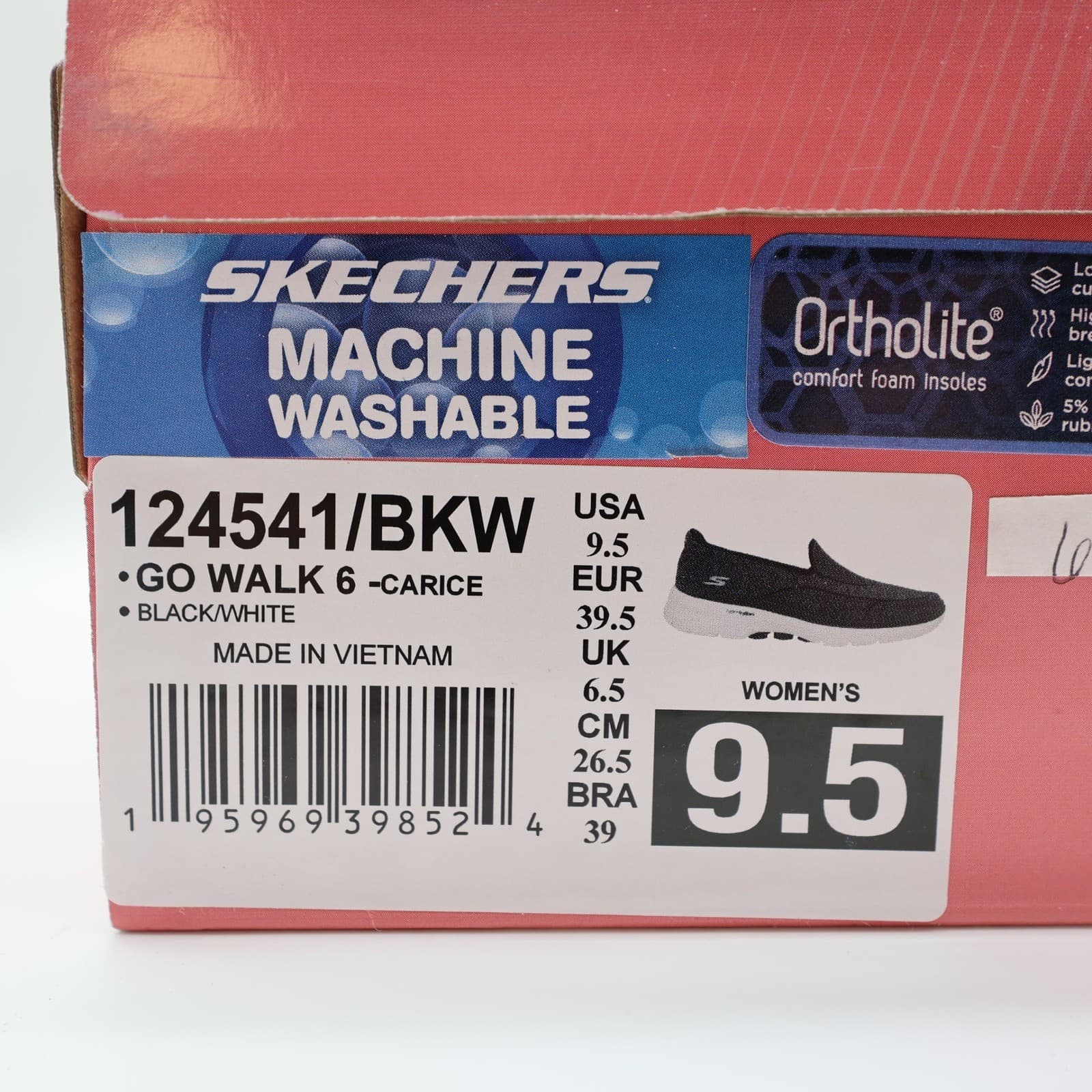 Skechers Go Walk 6 Carice Women 9.5 Black White Textile Slip On Walking Shoes - Thumbnail 6