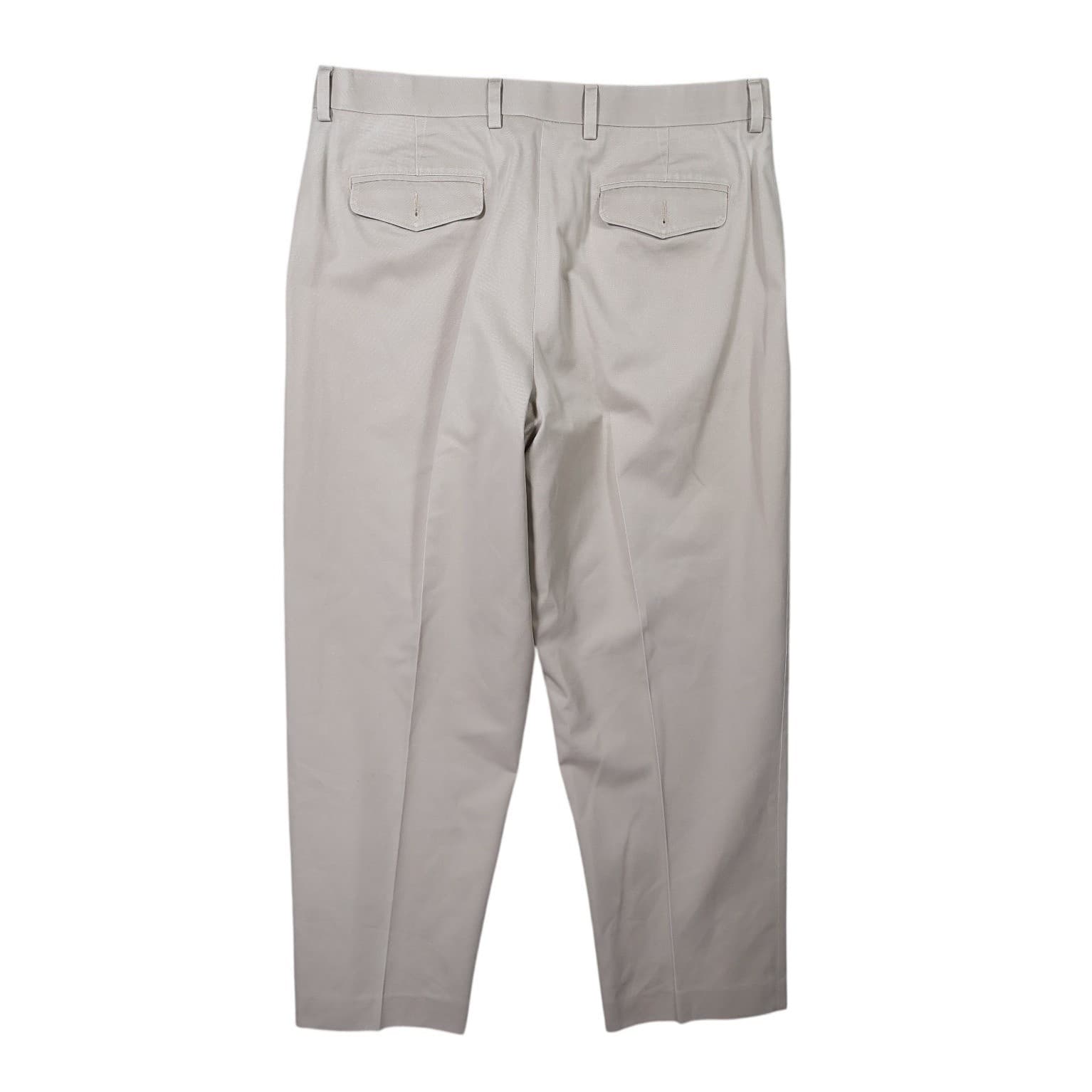 L.L.Bean Comfort Waist Pants Mens 36 Khaki Excellent 100% Cotton Chino Trousers - Thumbnail 2