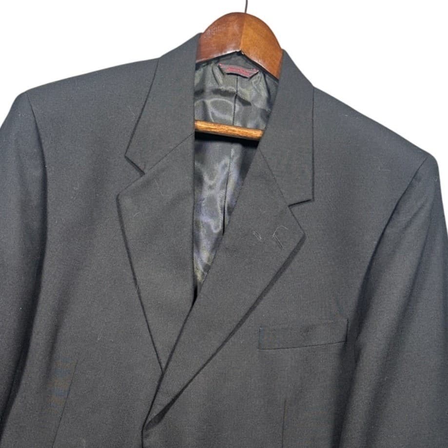 Etienne Aigner Blazer Sport Coat Mens 50L Black Wool Blend Gold Buttons - Thumbnail 4