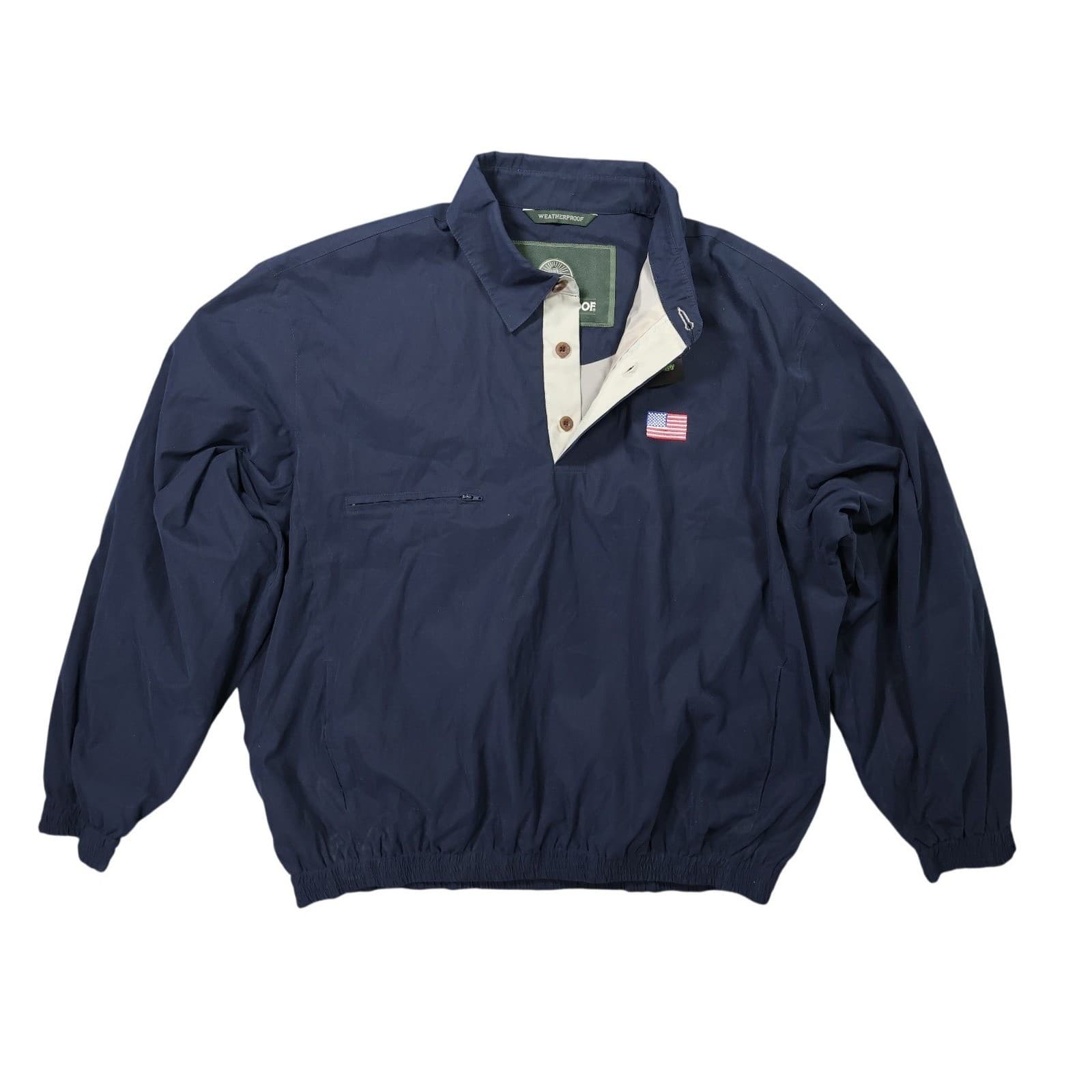 Weatherproof Pullover Jacket Mens XXL Navy Blue Excellent Vintage Coca-Cola USA - Thumbnail 2