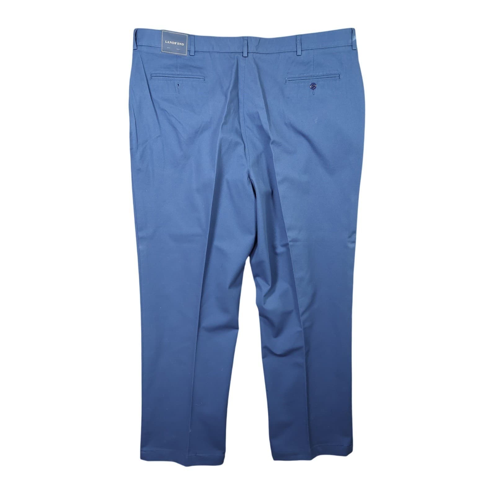 Lands' End Chino Pants Mens 44 Blue NEW Cotton Twill Straight Leg Flat Front - Thumbnail 3