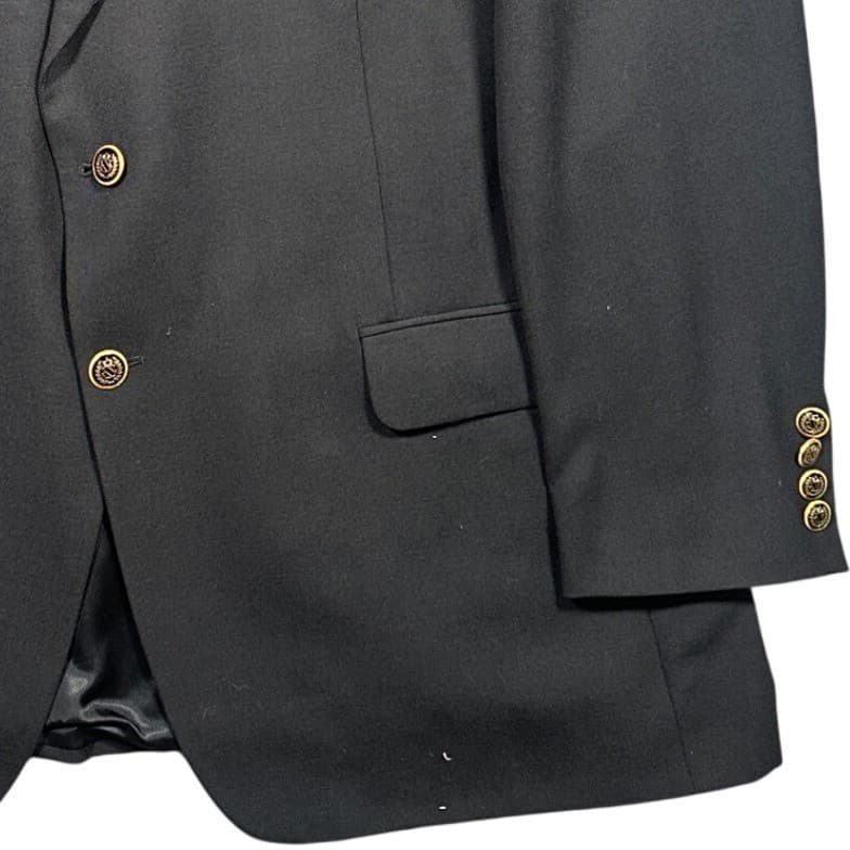 Etienne Aigner Blazer Sport Coat Mens 50L Black Wool Blend Gold Buttons - Thumbnail 6