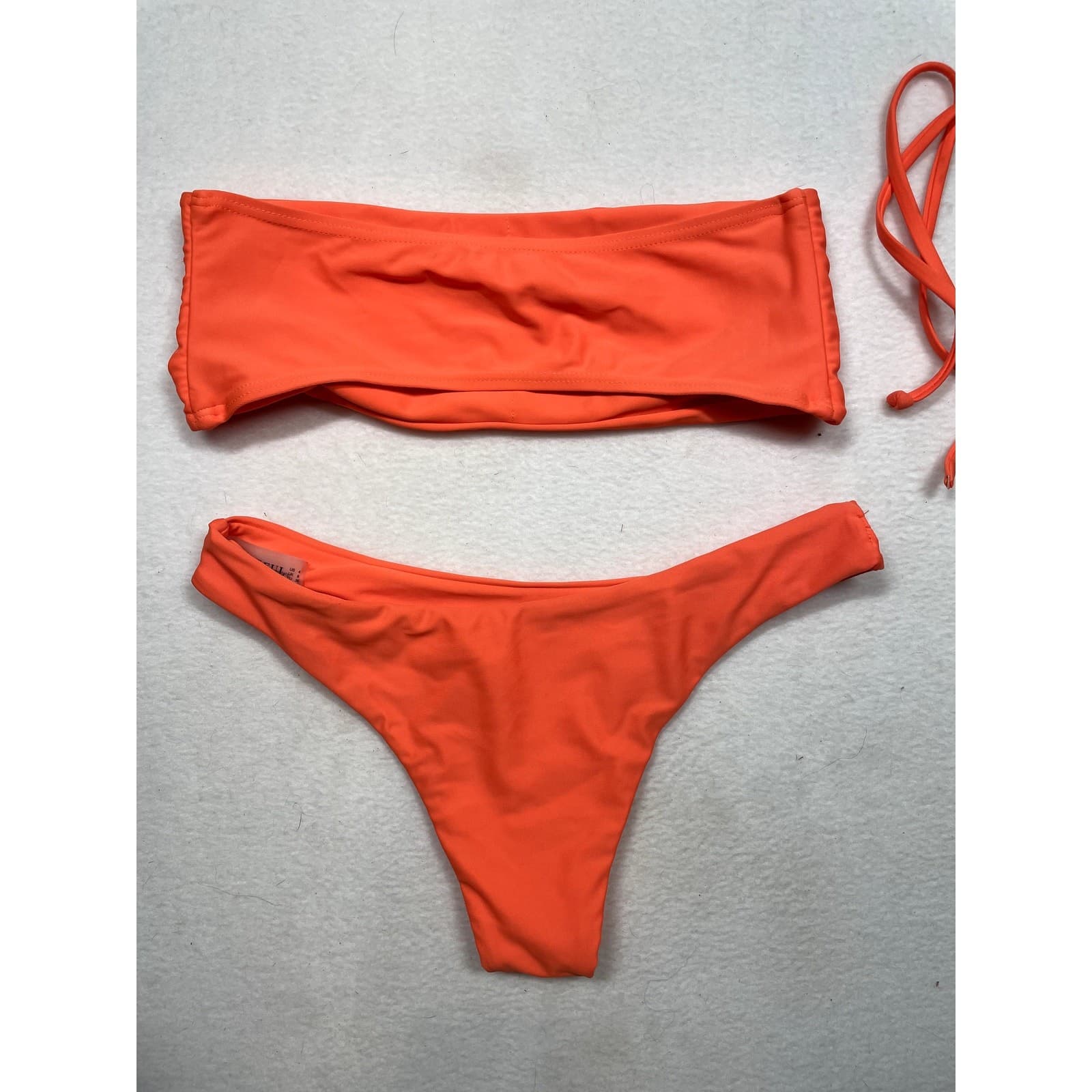 Zaful Bright Orange Strapless Bikini Set Womens S 2 Piece Swimsuit - Thumbnail 3