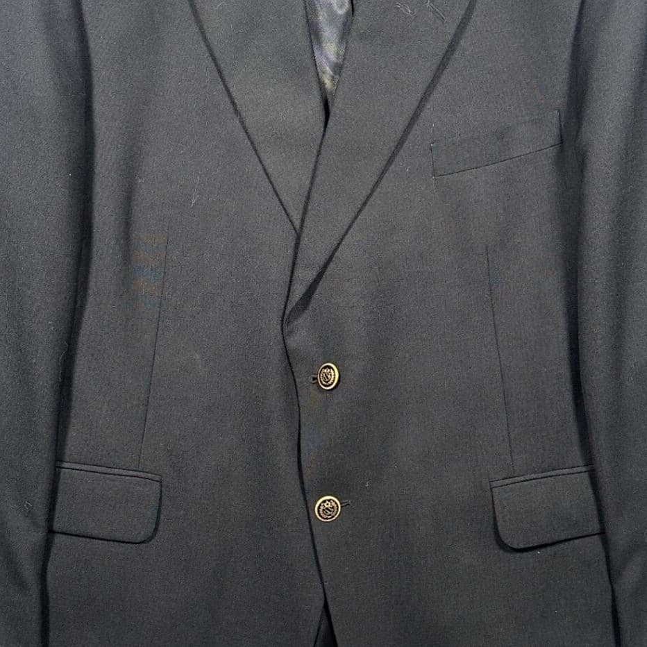 Etienne Aigner Blazer Sport Coat Mens 50L Black Wool Blend Gold Buttons - Thumbnail 5