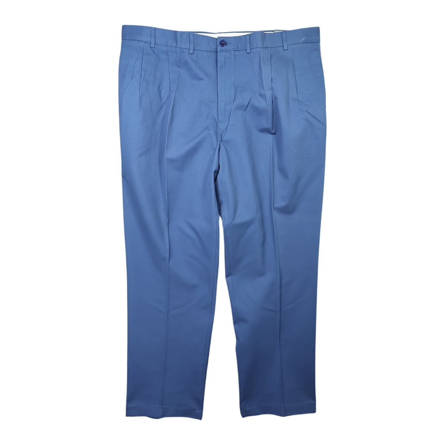 Lands' End Chino Pants Mens 44 Blue NEW Cotton Twill Straight Leg Flat Front - Thumbnail 2