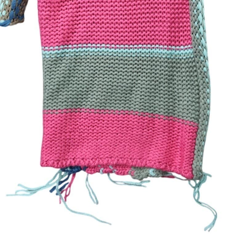 Elan Sweater Women Medium Multicolor Excellent Striped Distressed Cropped Boho - Thumbnail 4