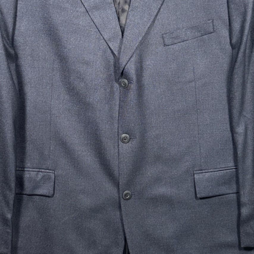 Carlo Mandrone Blazer Mens 50L Blue Grey Silk Wool 3-Button Jacket - Thumbnail 5