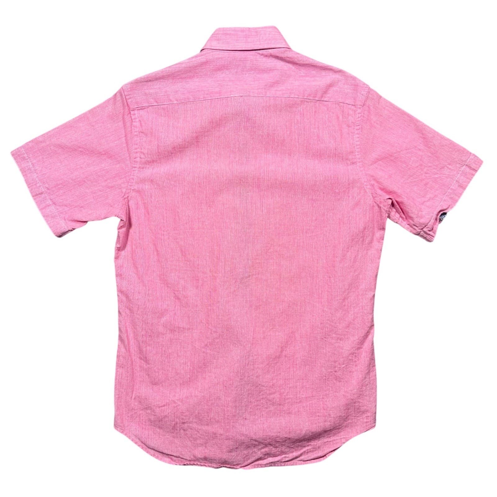 Tailorbyrd Button Down Shirt Mens Small Pink Excellent Short Sleeve Floral Trim - Thumbnail 2