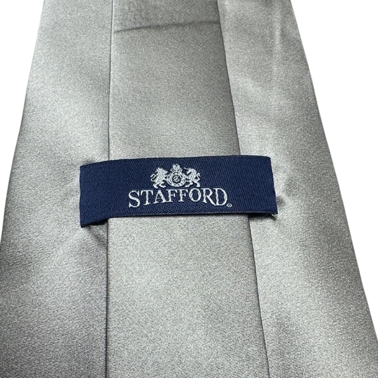 Stafford Silk Tie Pocket Square Set Mens OS Silver New Solid Satin 63" - Thumbnail 7