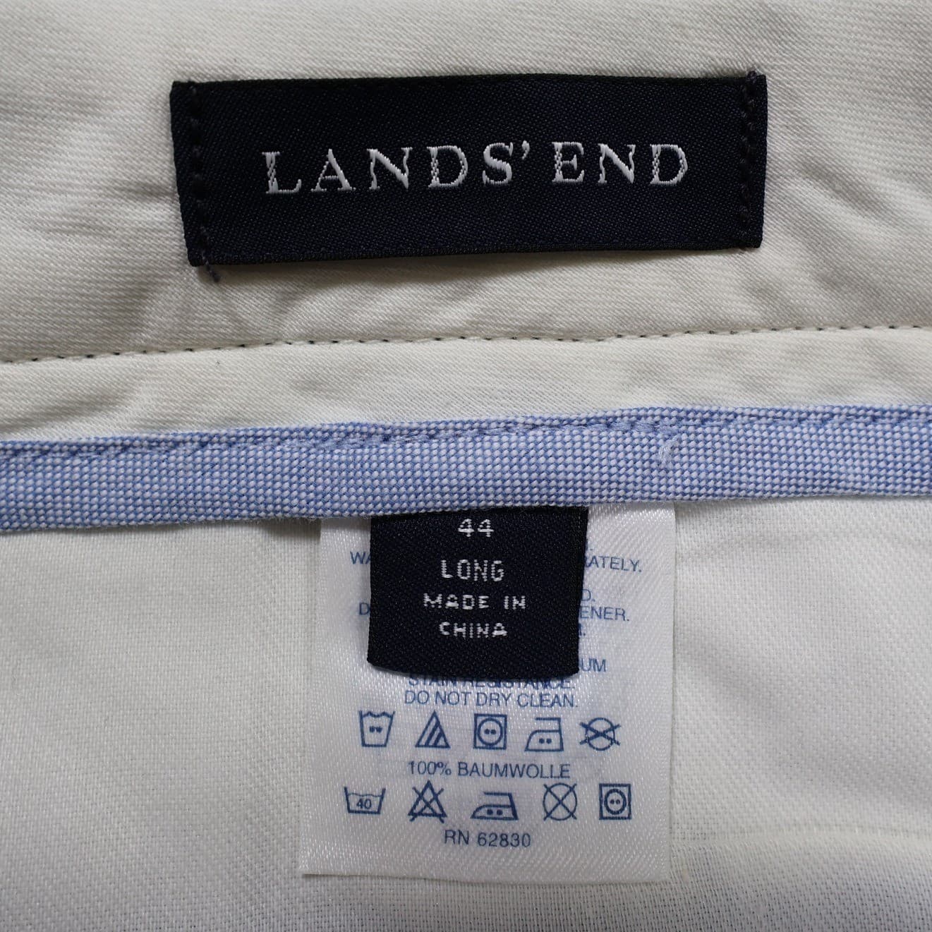Lands' End Chino Pants Mens 44 Blue NEW Cotton Twill Straight Leg Flat Front - Thumbnail 6
