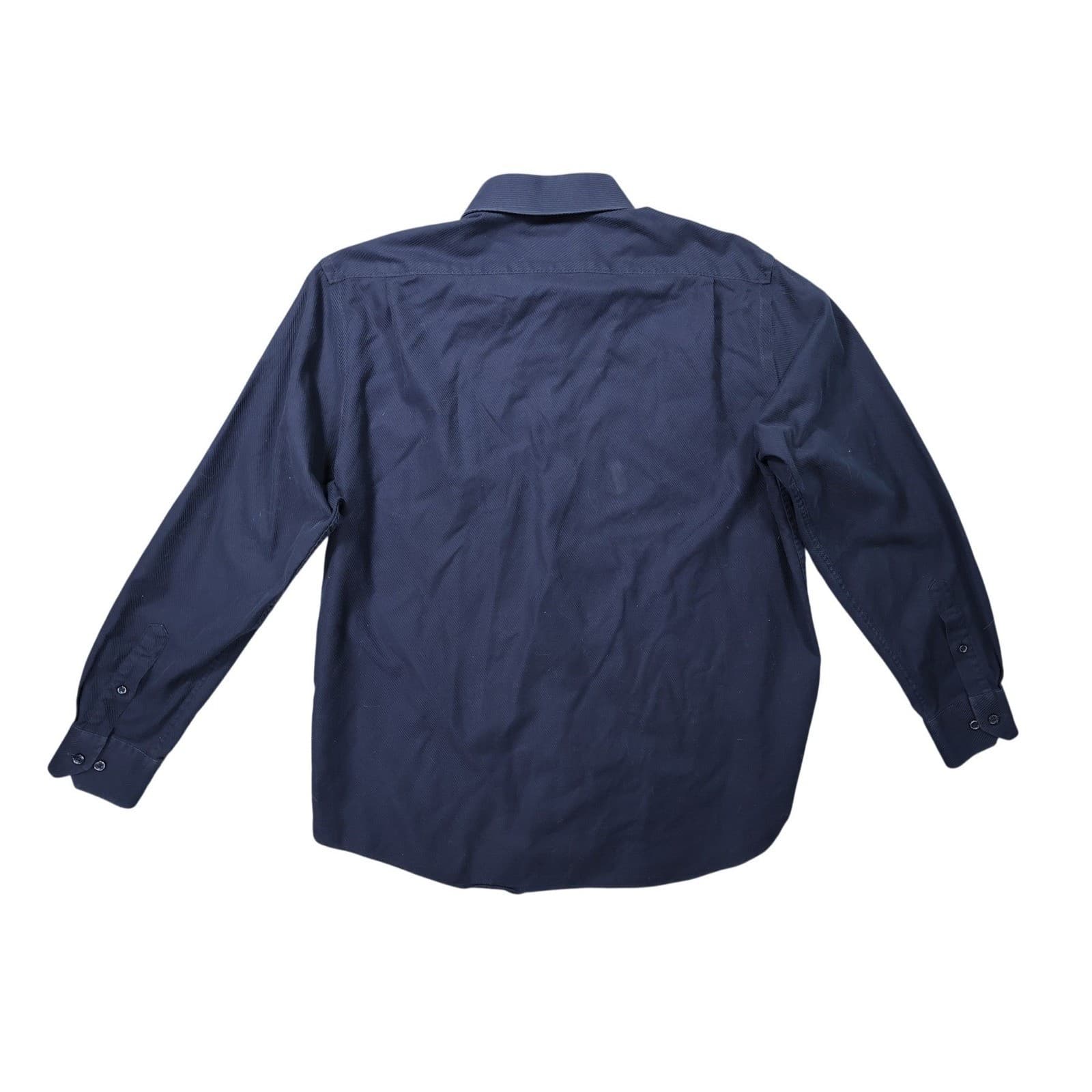 Hart Schaffner Marx Button Down Shirt Mens L Navy Blue Excellent Long Sleeve - Thumbnail 3