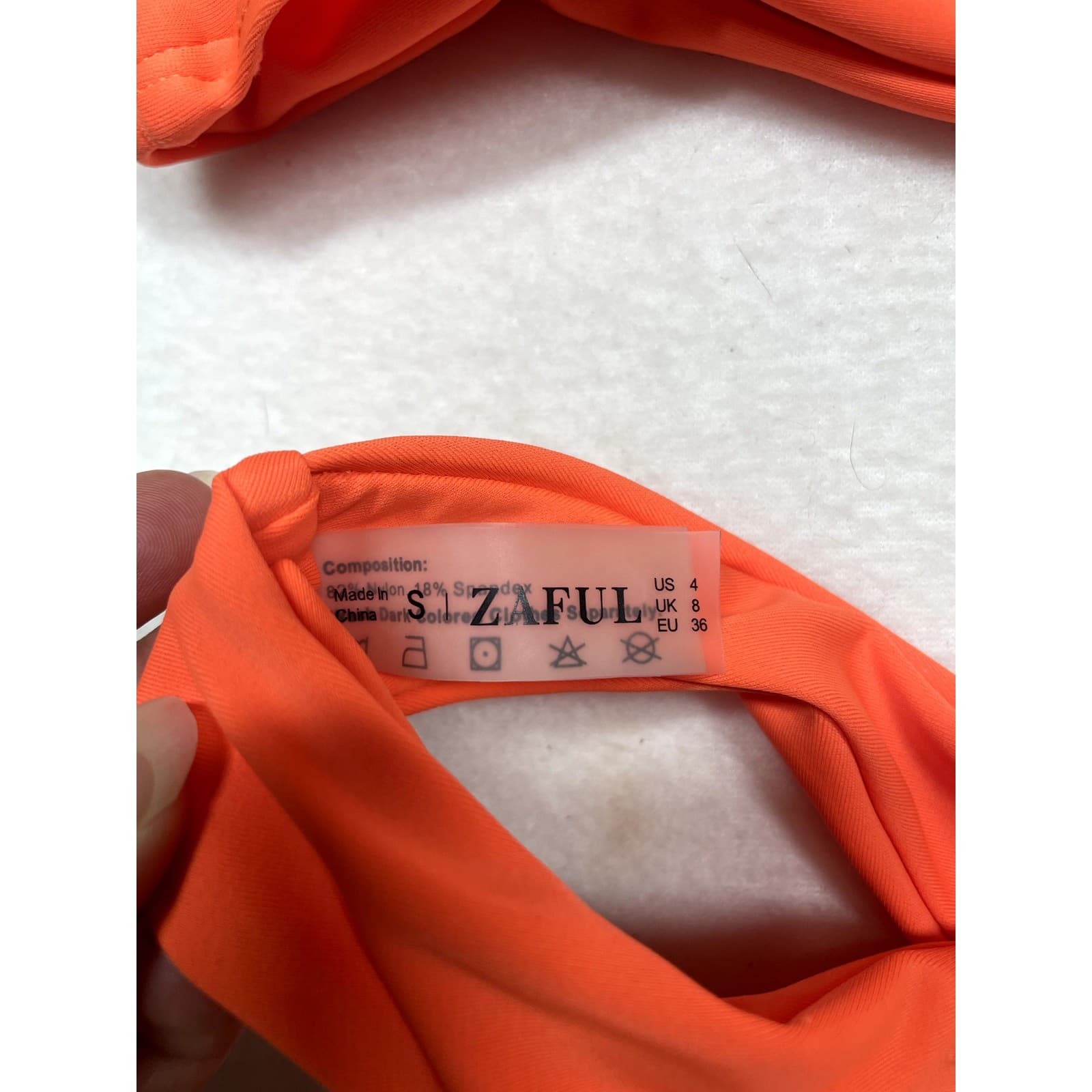 Zaful Bright Orange Strapless Bikini Set Womens S 2 Piece Swimsuit - Thumbnail 5