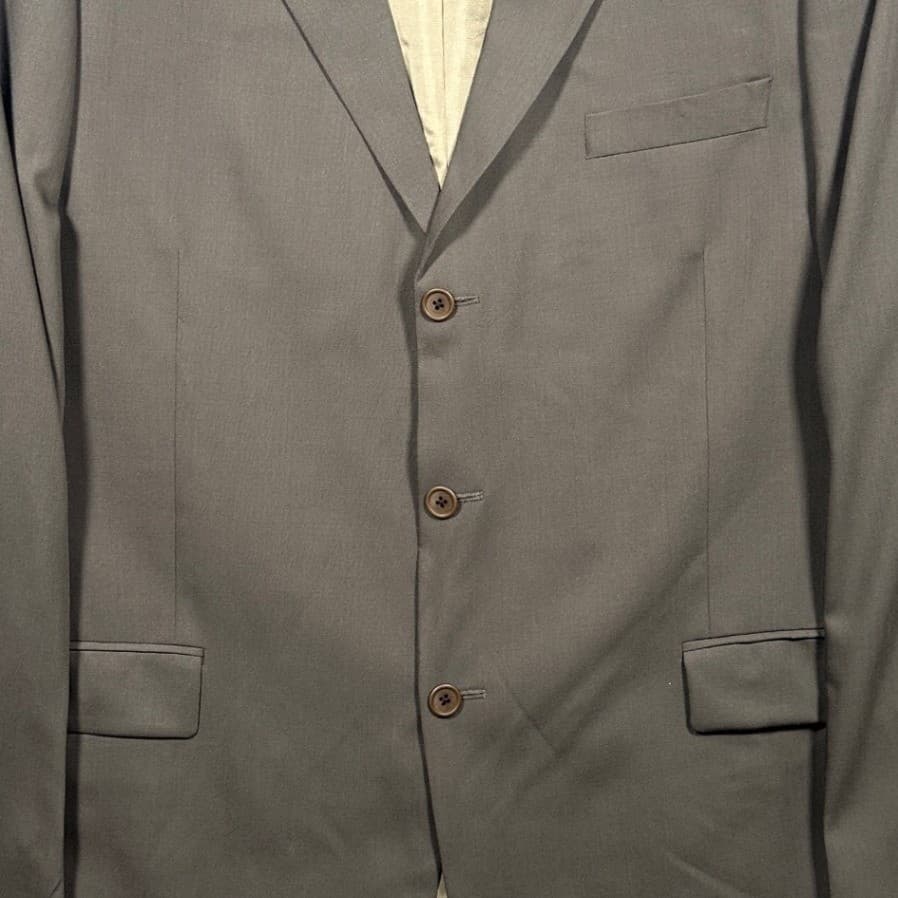 Calvin Klein Blazer Mens 42R Gray 100% Wool 3 Button Suit Jacket Made in Canada - Thumbnail 5