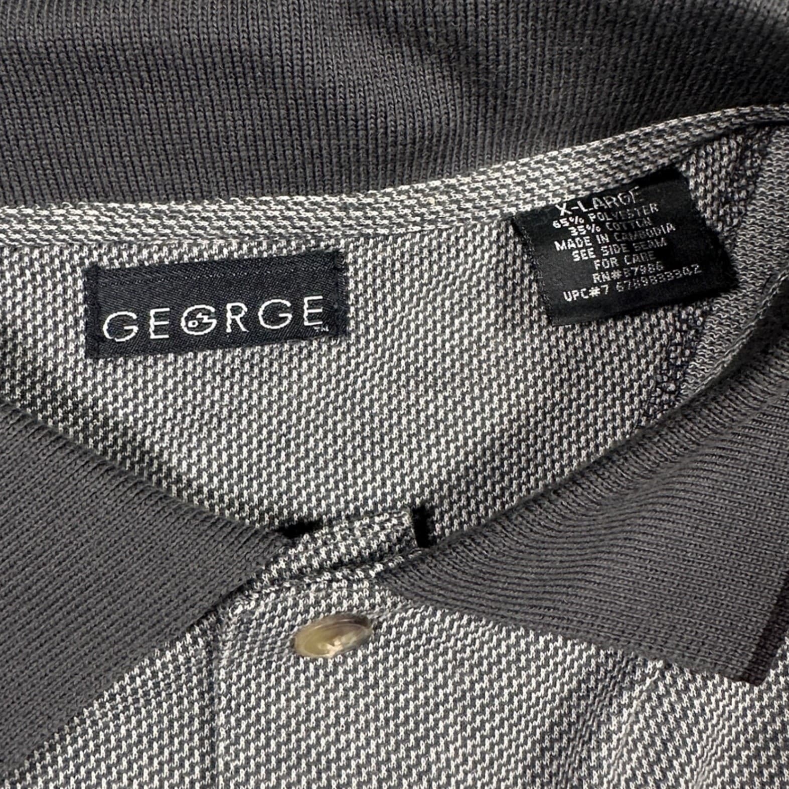 Vintage George Polo Shirt Mens XL Grey Short Sleeve Textured Cotton Blend - Thumbnail 7
