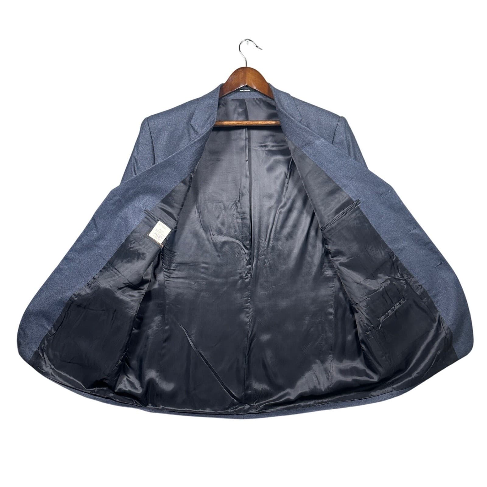 Carlo Mandrone Blazer Mens 50L Blue Grey Silk Wool 3-Button Jacket - Thumbnail 2