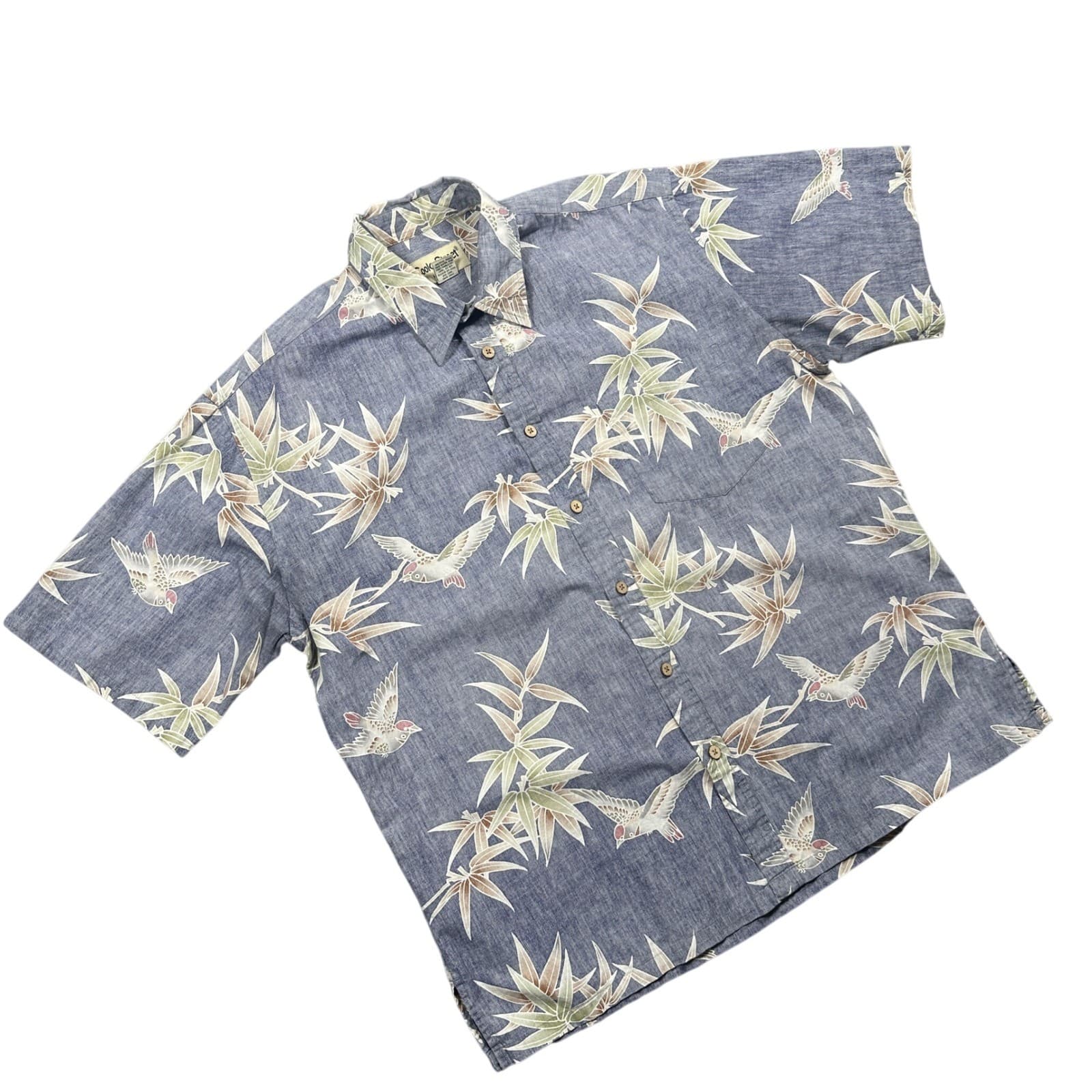 Cooke Street Button Down Men Large Blue Excellent Bird Bamboo Print 0510 - Thumbnail 5
