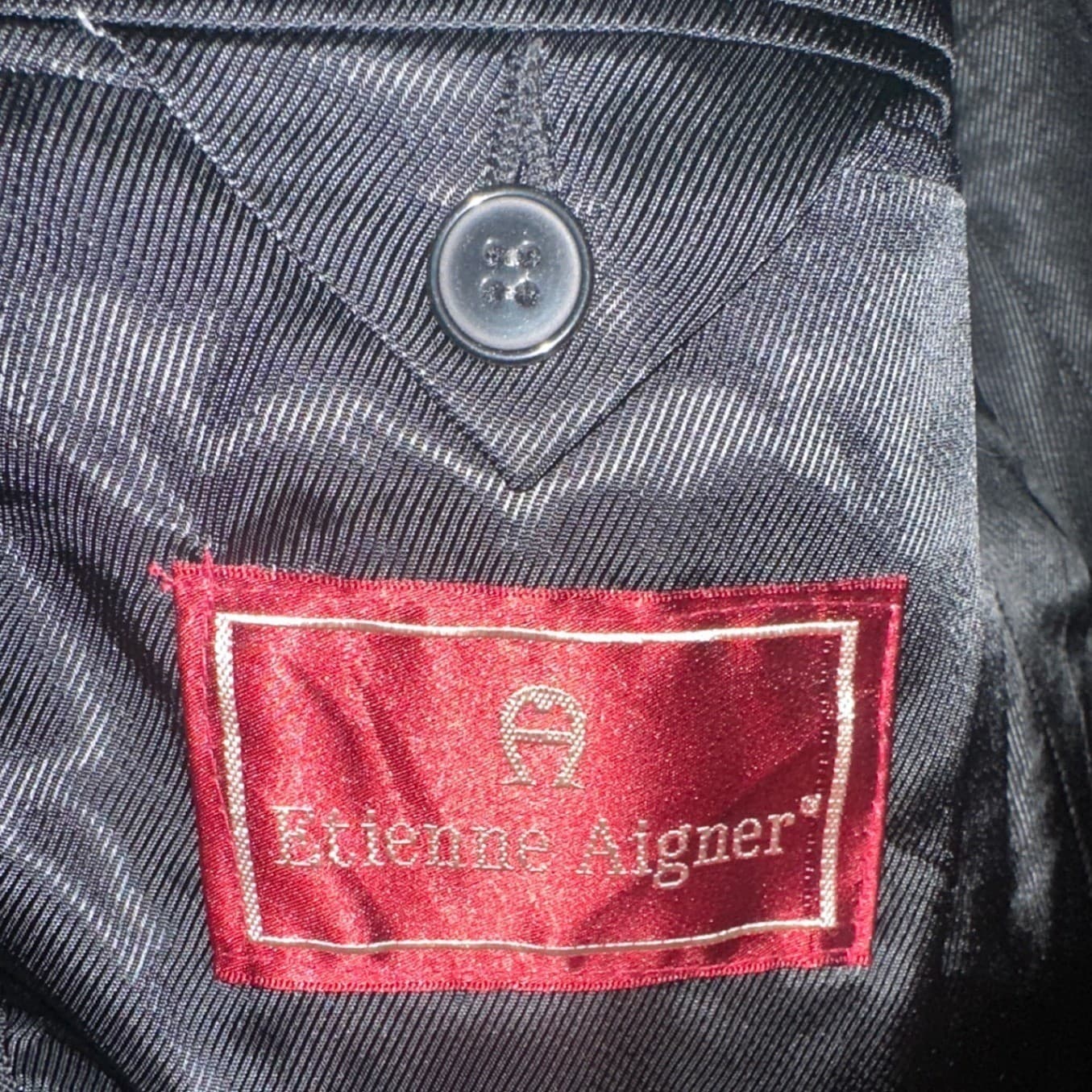 Etienne Aigner Blazer Sport Coat Mens 50L Black Wool Blend Gold Buttons - Thumbnail 7