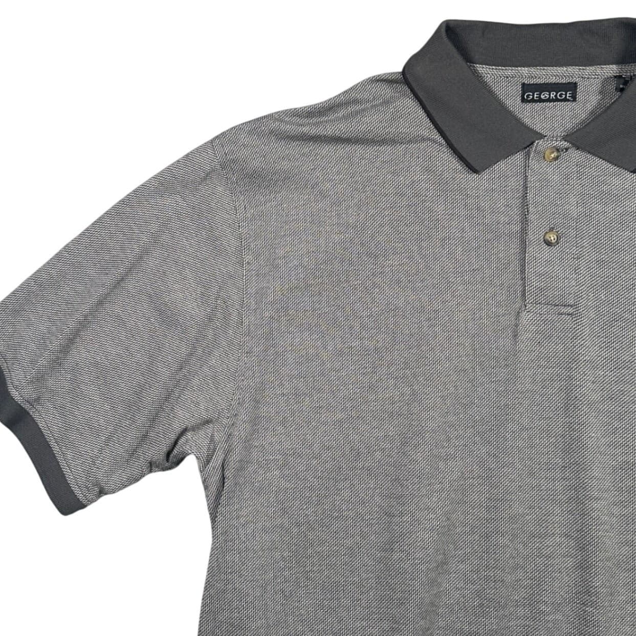 Vintage George Polo Shirt Mens XL Grey Short Sleeve Textured Cotton Blend - Thumbnail 4