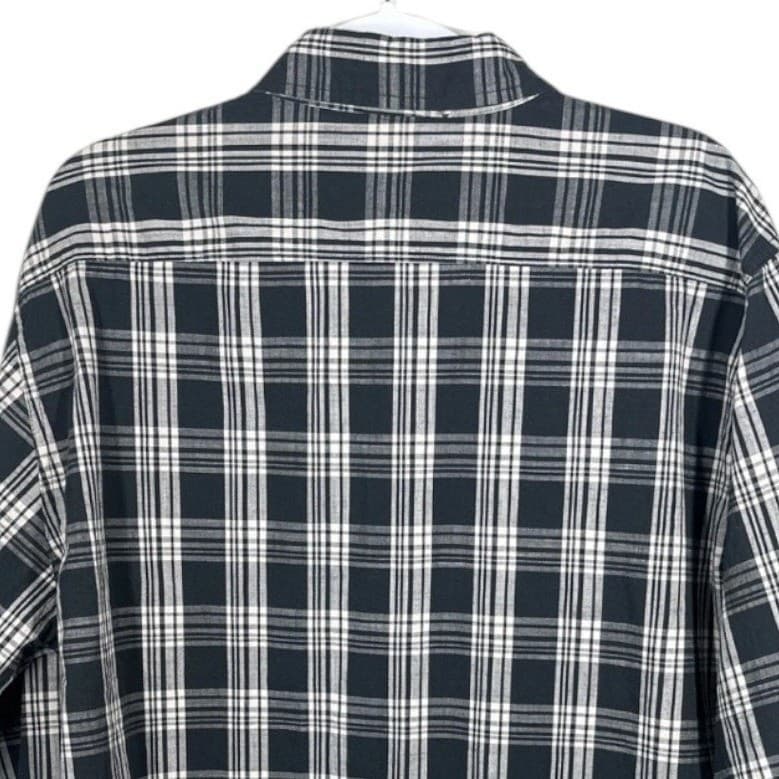 Wrangler Mens Plaid Long Sleeve Button Up Shirt XL Black White Western Casual - Thumbnail 4