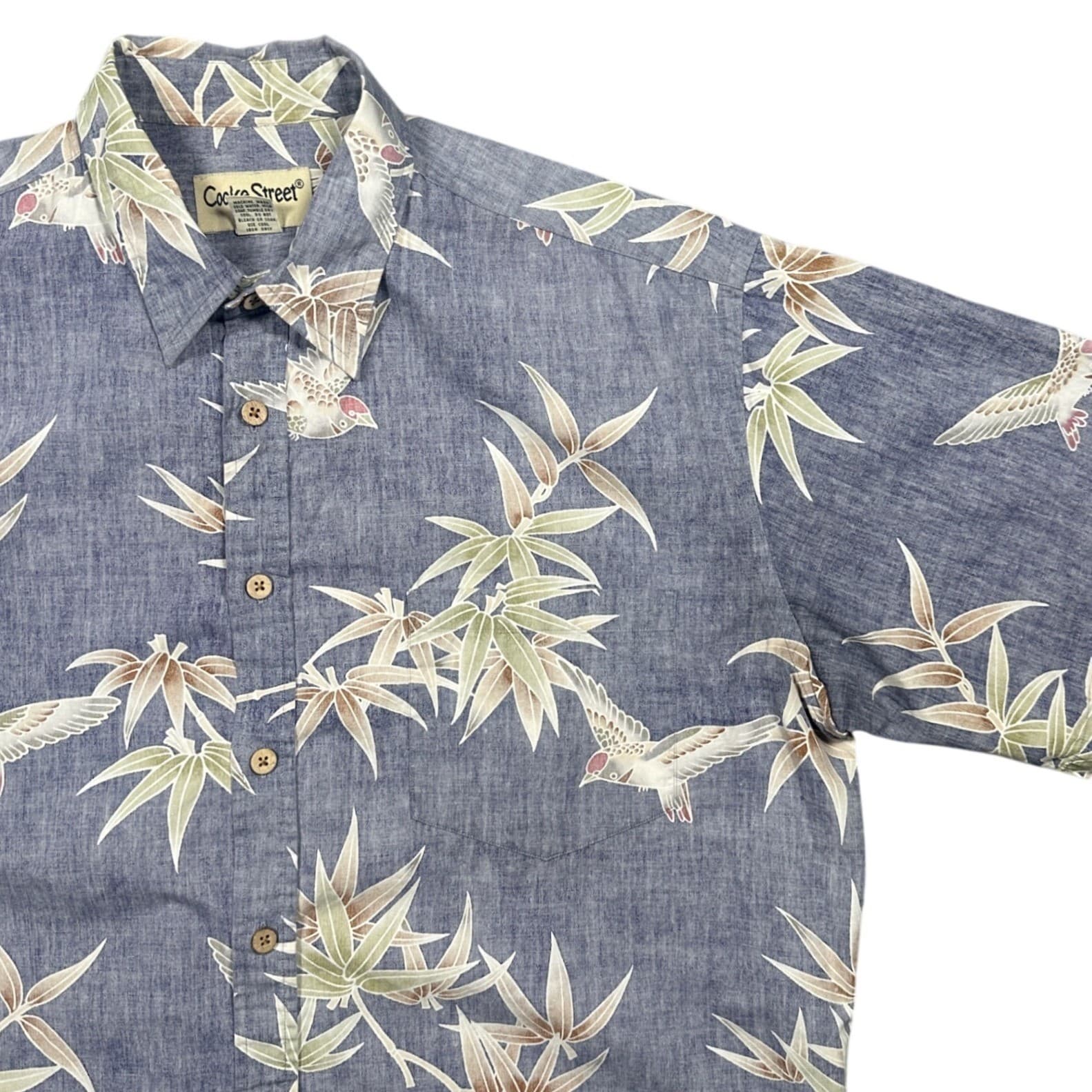 Cooke Street Button Down Men Large Blue Excellent Bird Bamboo Print 0510 - Thumbnail 3
