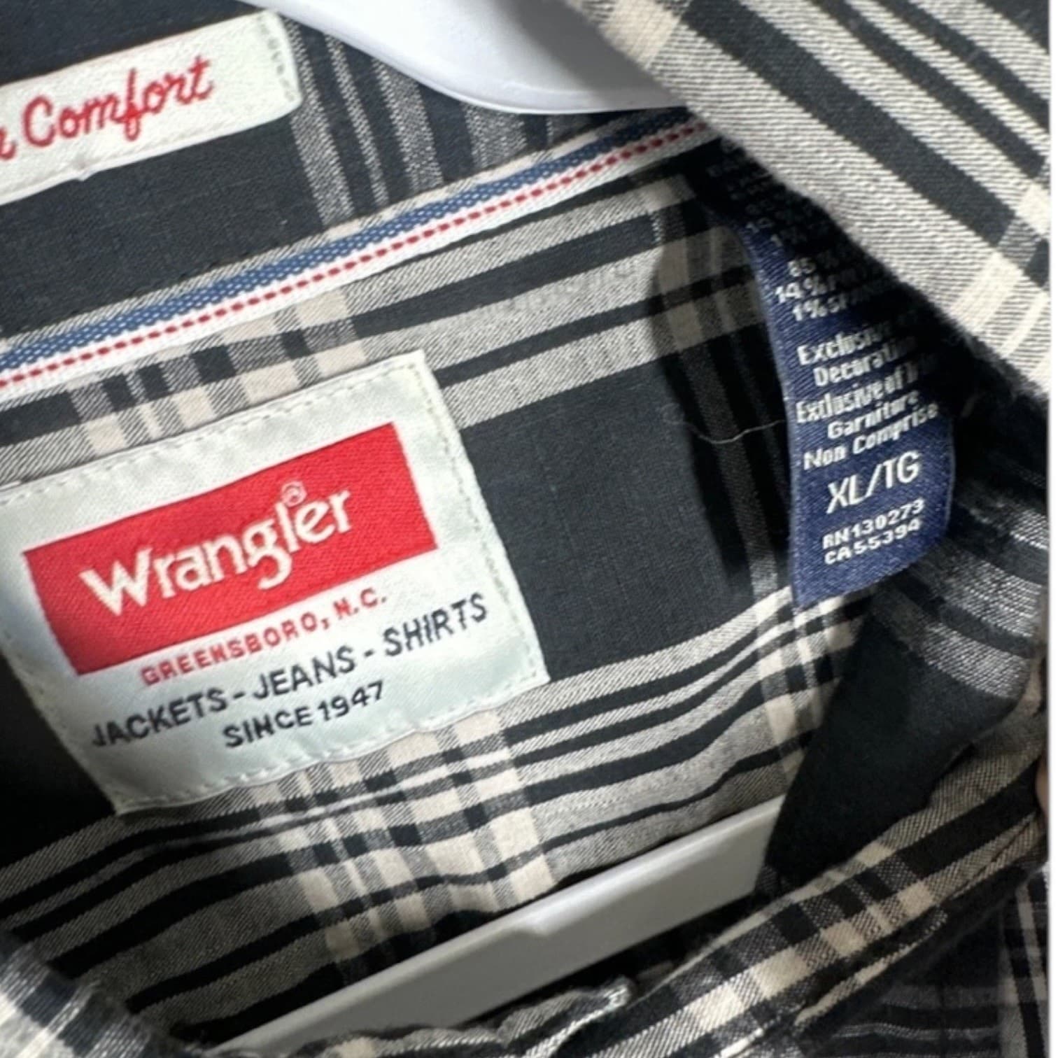 Wrangler Mens Plaid Long Sleeve Button Up Shirt XL Black White Western Casual - Thumbnail 7