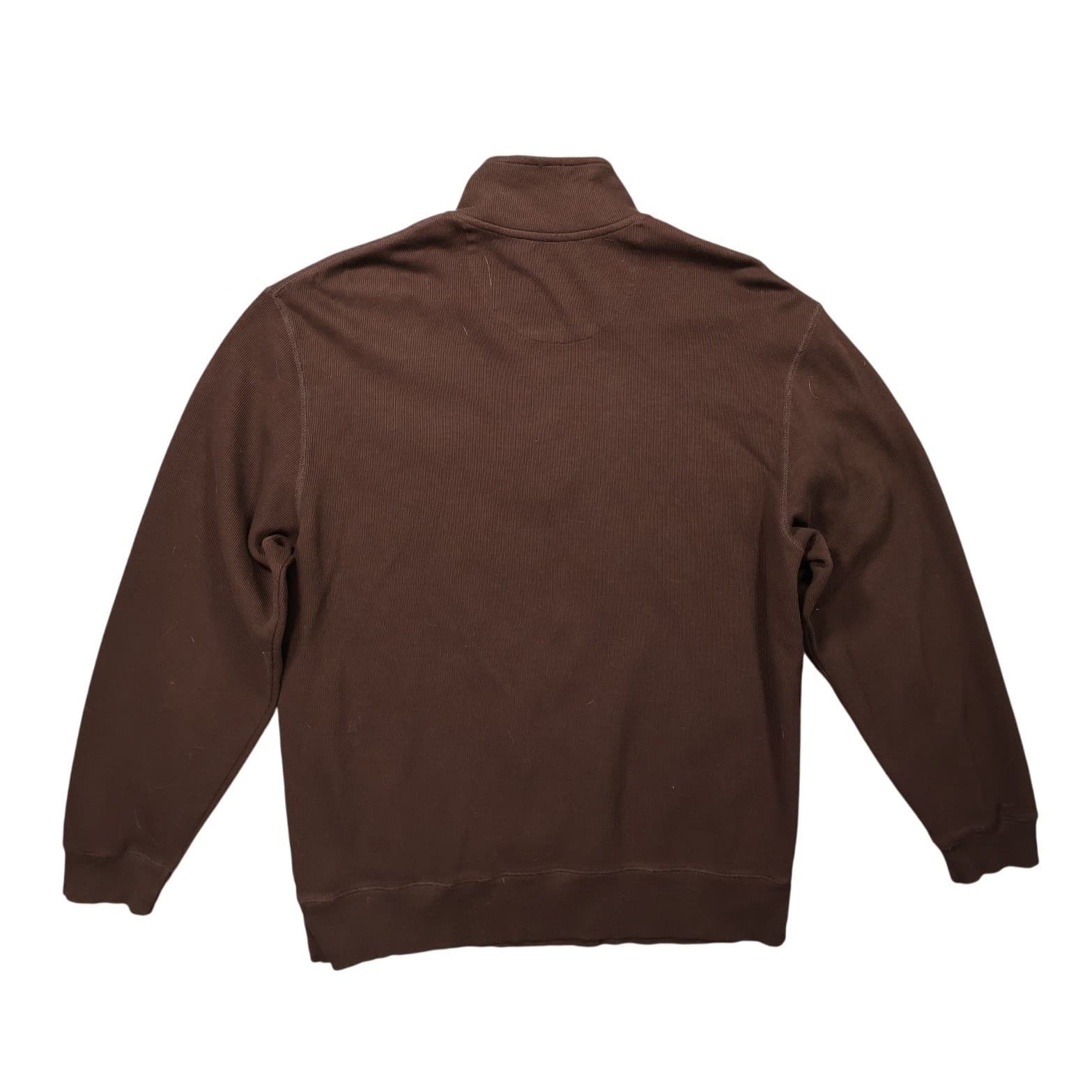 Roundtree & Yorke Pullover Mens L Brown Excellent 1/4 Zip Ribbed Cotton 1434 - Thumbnail 2