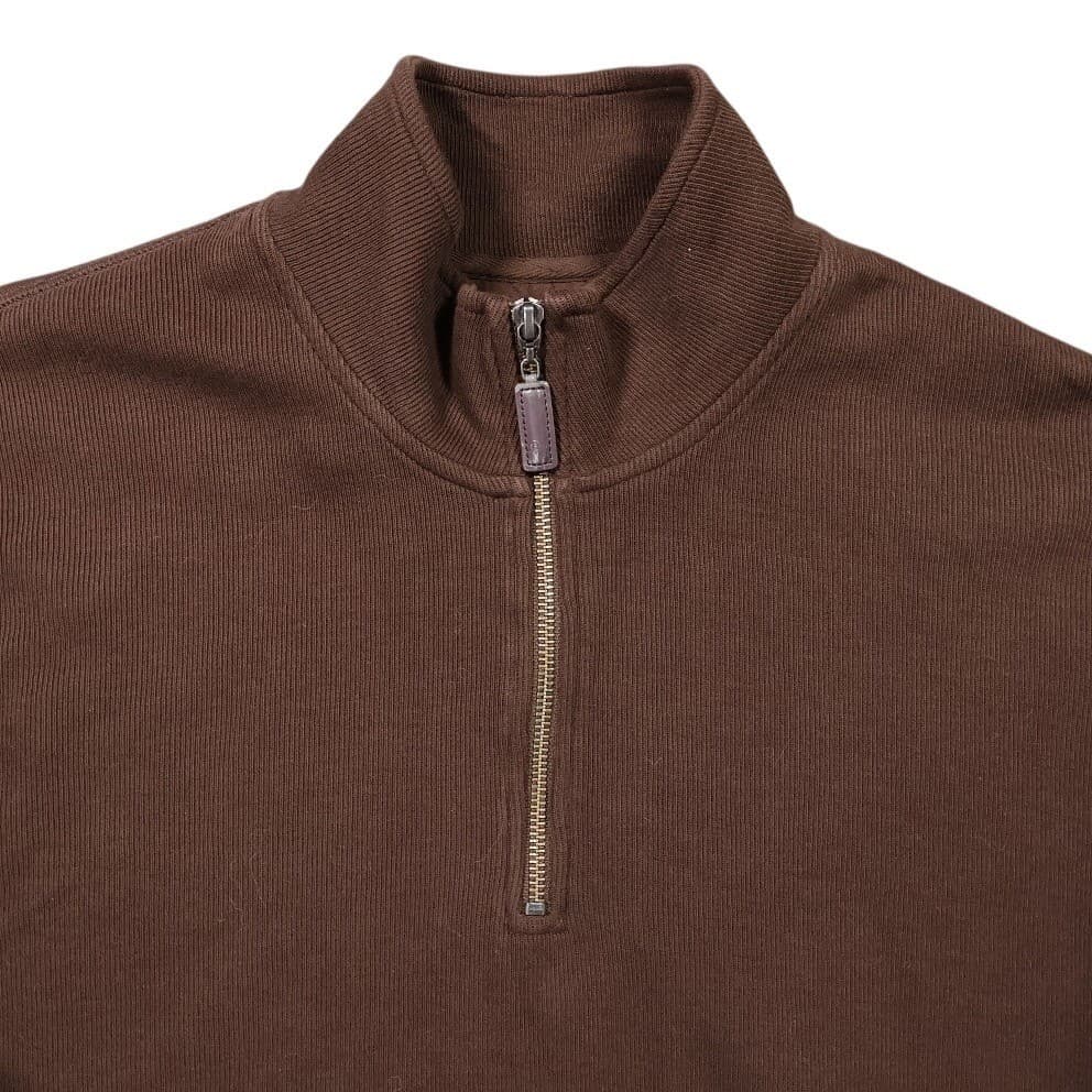 Roundtree & Yorke Pullover Mens L Brown Excellent 1/4 Zip Ribbed Cotton 1434 - Thumbnail 3