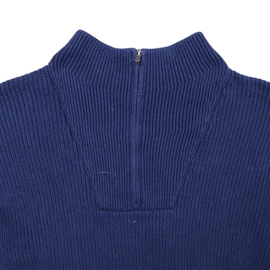Lands' End Drifter Quarter Zip Sweater Womens L Blue Ribbed Cotton Knit - Thumbnail 3