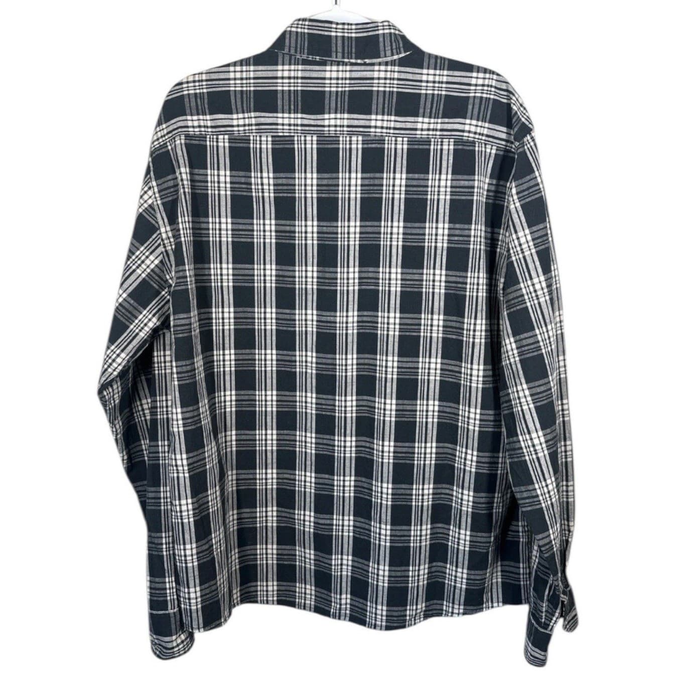 Wrangler Mens Plaid Long Sleeve Button Up Shirt XL Black White Western Casual - Thumbnail 2