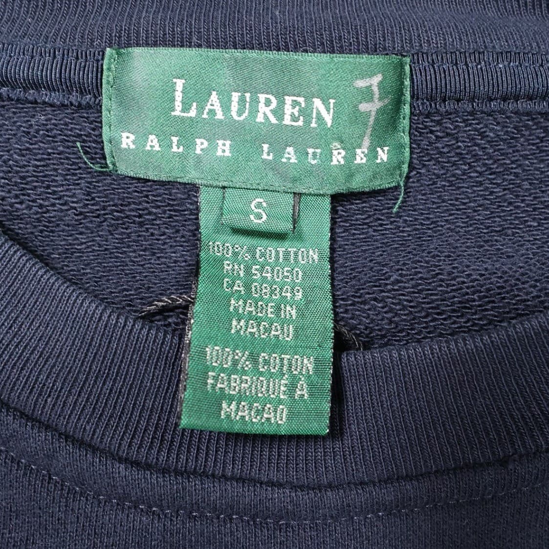 Lauren Ralph Lauren Sweatshirt Women Small Navy Blue Excellent Vintage Striped - Thumbnail 6