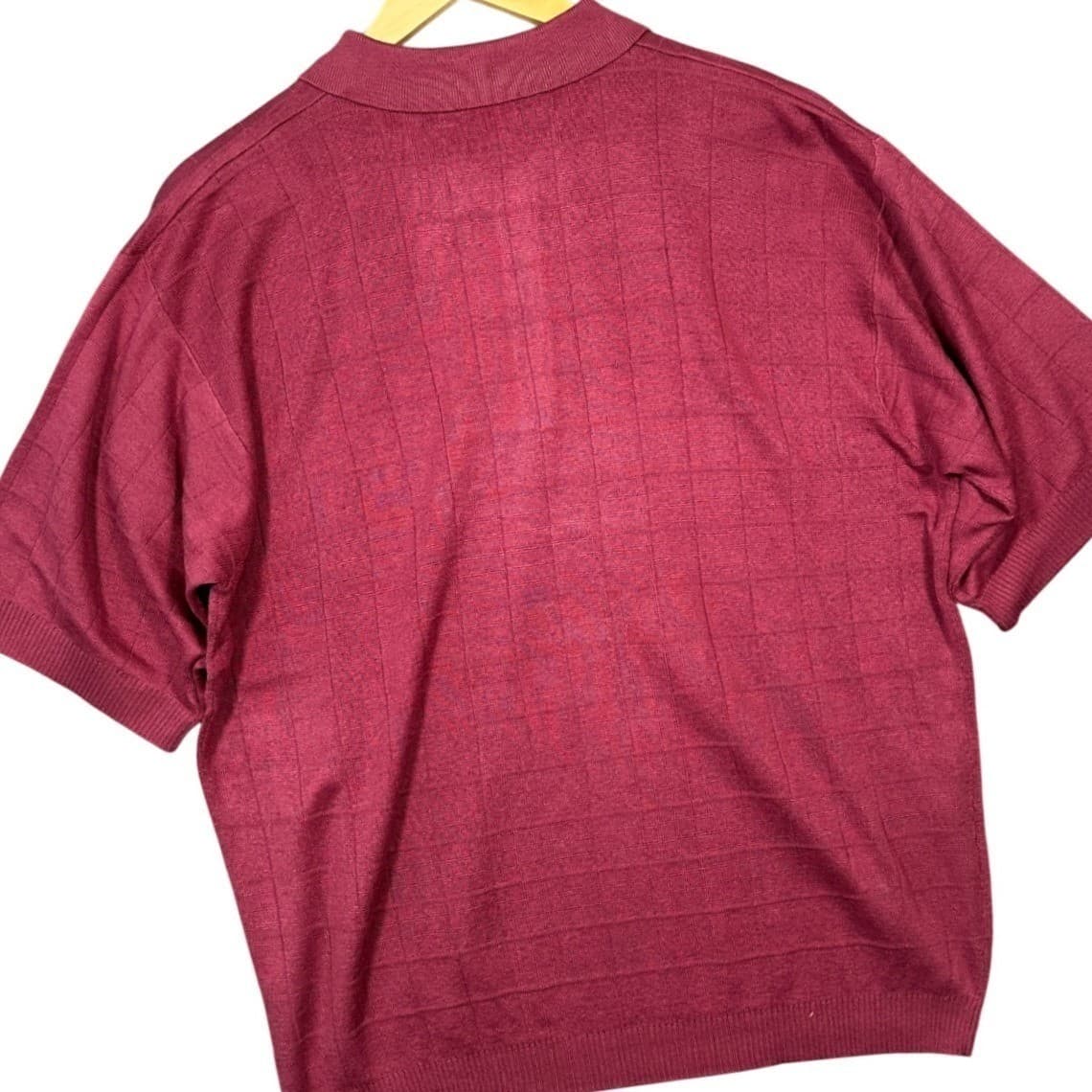 IRVINE PARK Mens Red Plaid Knit Short Sleeve Polo Shirt XL - Thumbnail 4