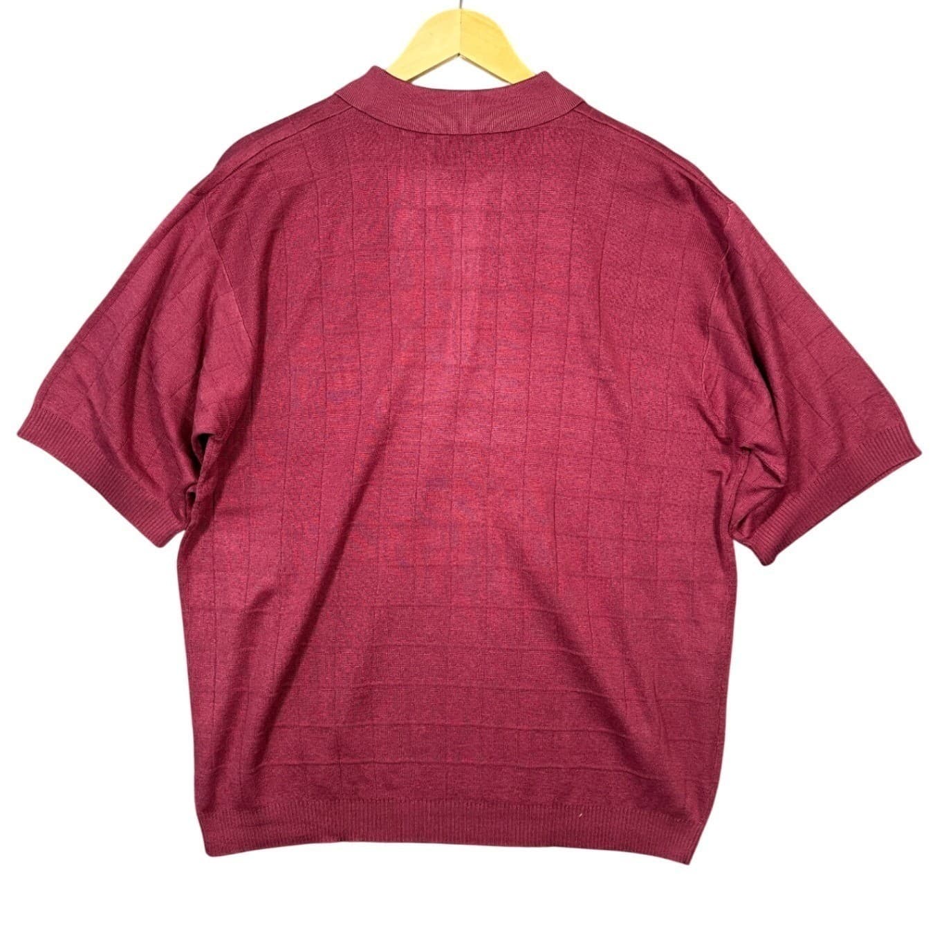 IRVINE PARK Mens Red Plaid Knit Short Sleeve Polo Shirt XL - Thumbnail 2
