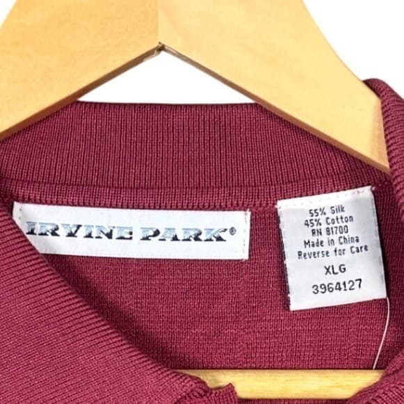 IRVINE PARK Mens Red Plaid Knit Short Sleeve Polo Shirt XL - Thumbnail 6