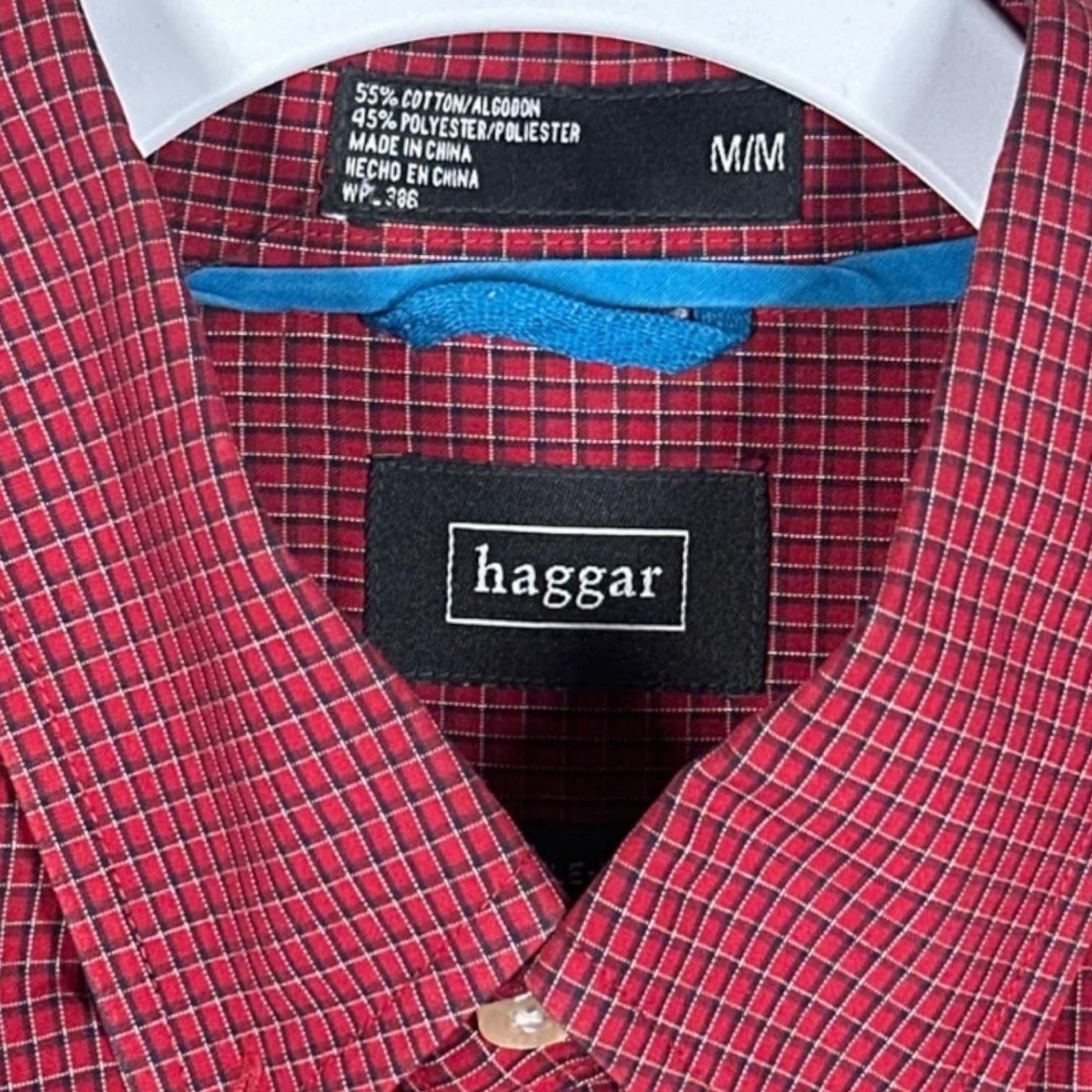 Haggar Red Button Down Shirt Mens M Long Sleeve Casual - Thumbnail 3