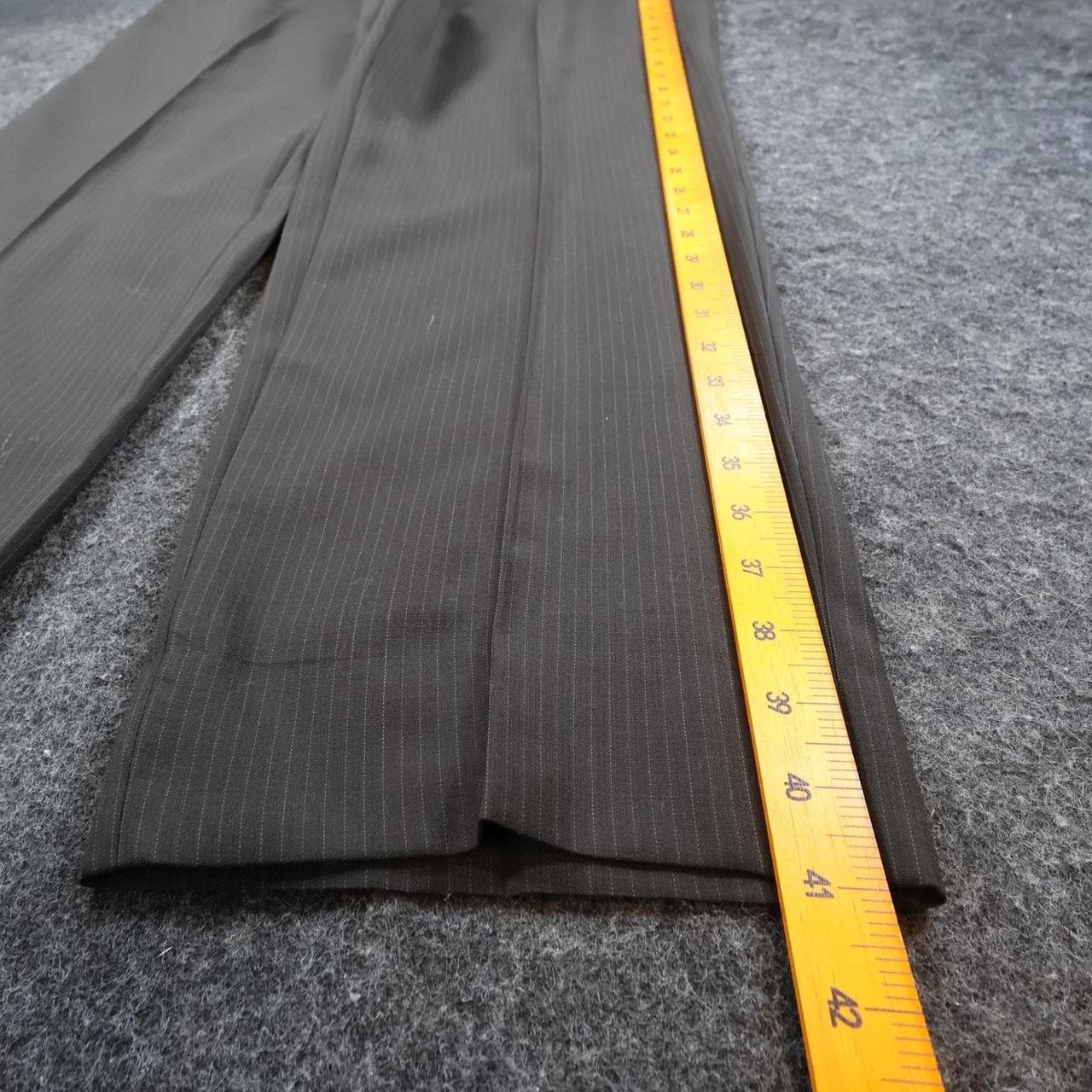 Pierre Cardin Men's 36 Brown Wool Pinstripe Straight Leg Dress Pants - Thumbnail 3