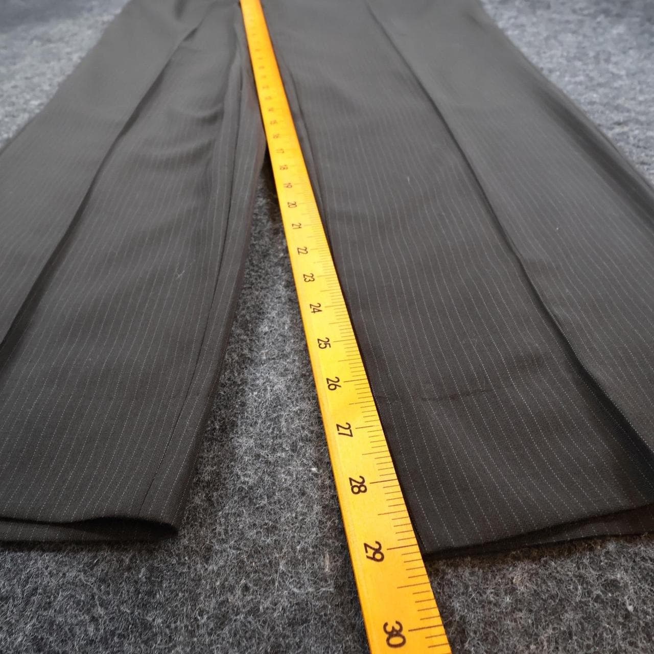 Pierre Cardin Men's 36 Brown Wool Pinstripe Straight Leg Dress Pants - Thumbnail 4