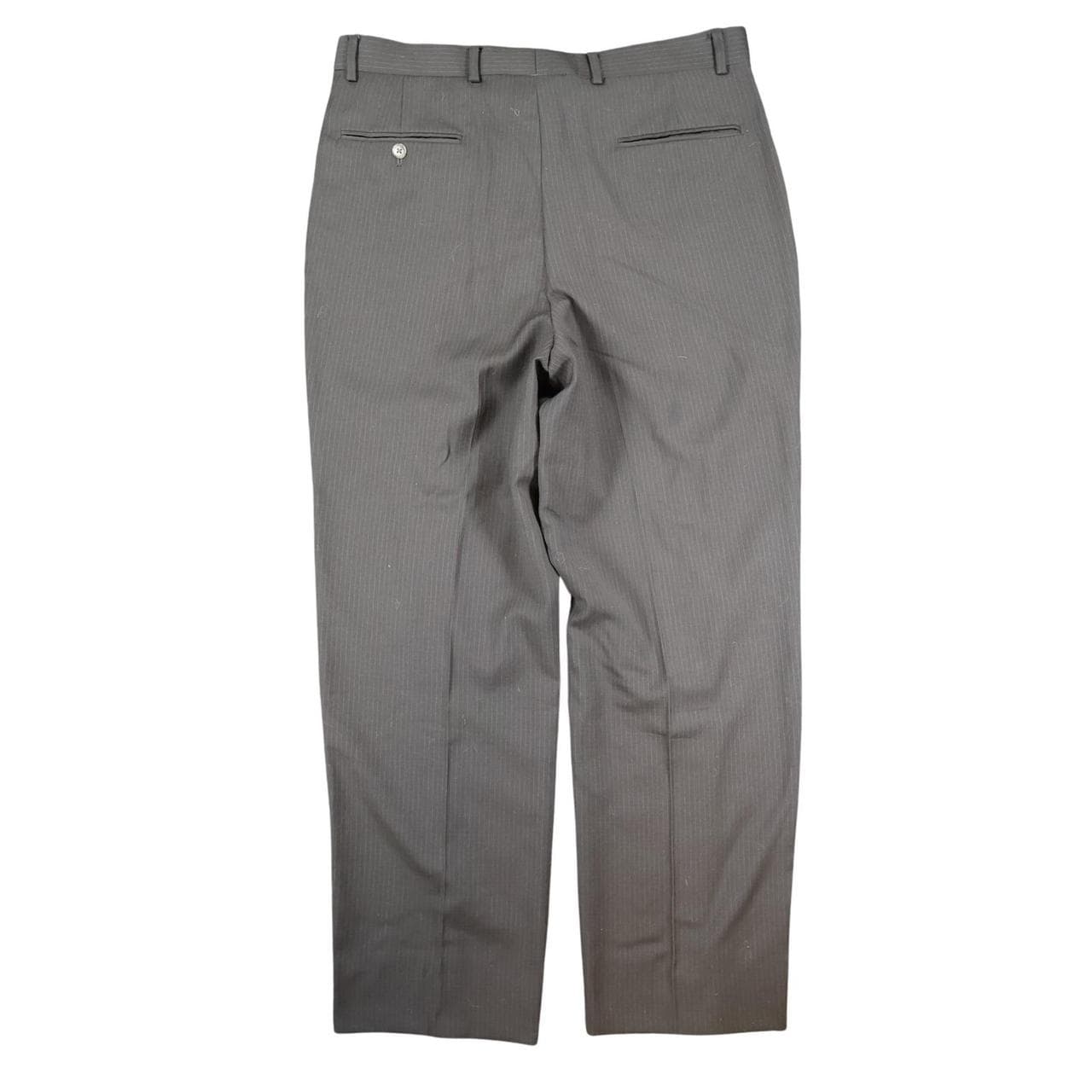 Pierre Cardin Men's 36 Brown Wool Pinstripe Straight Leg Dress Pants - Thumbnail 2